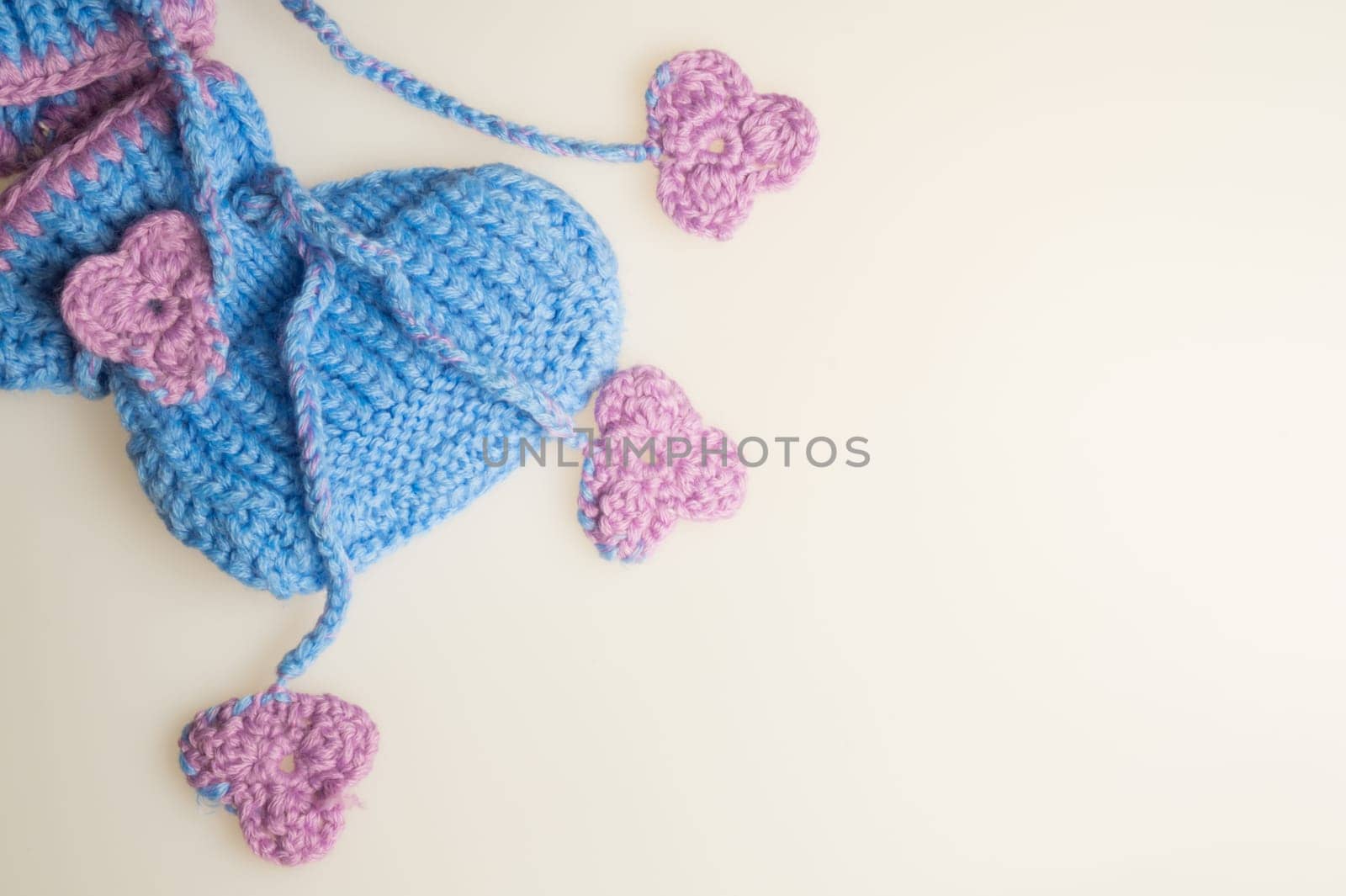 Handmade knitting wool texture background closeup needlework