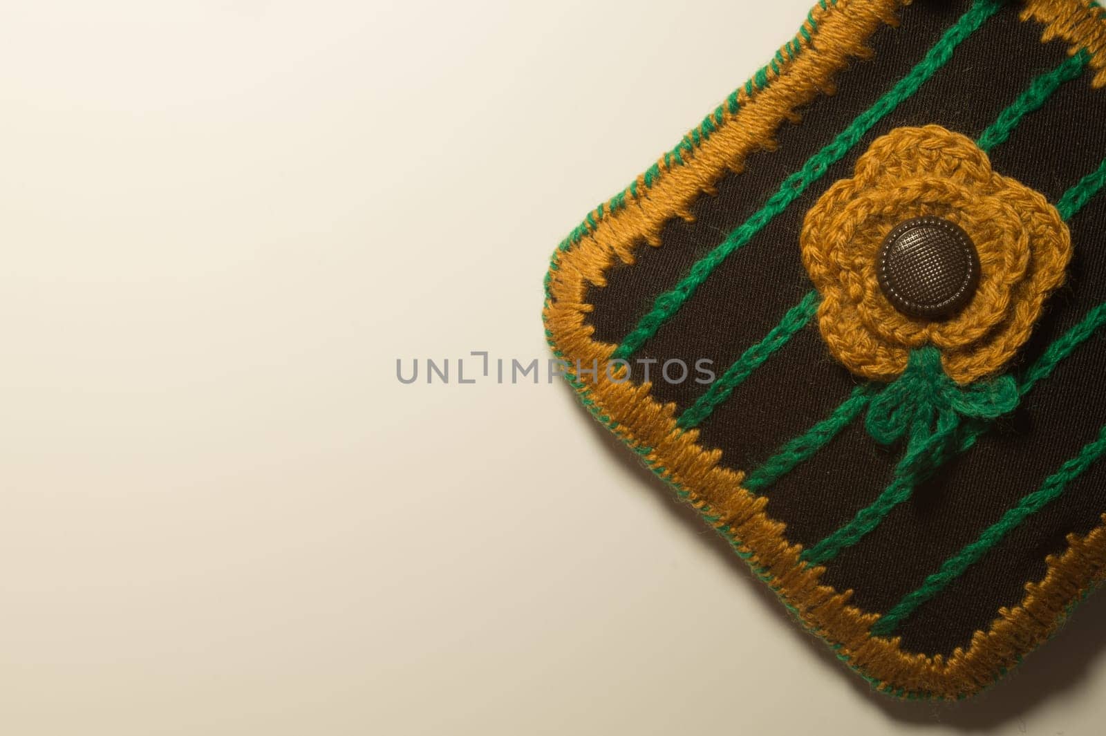 Handmade knitting wool texture background closeup needlework