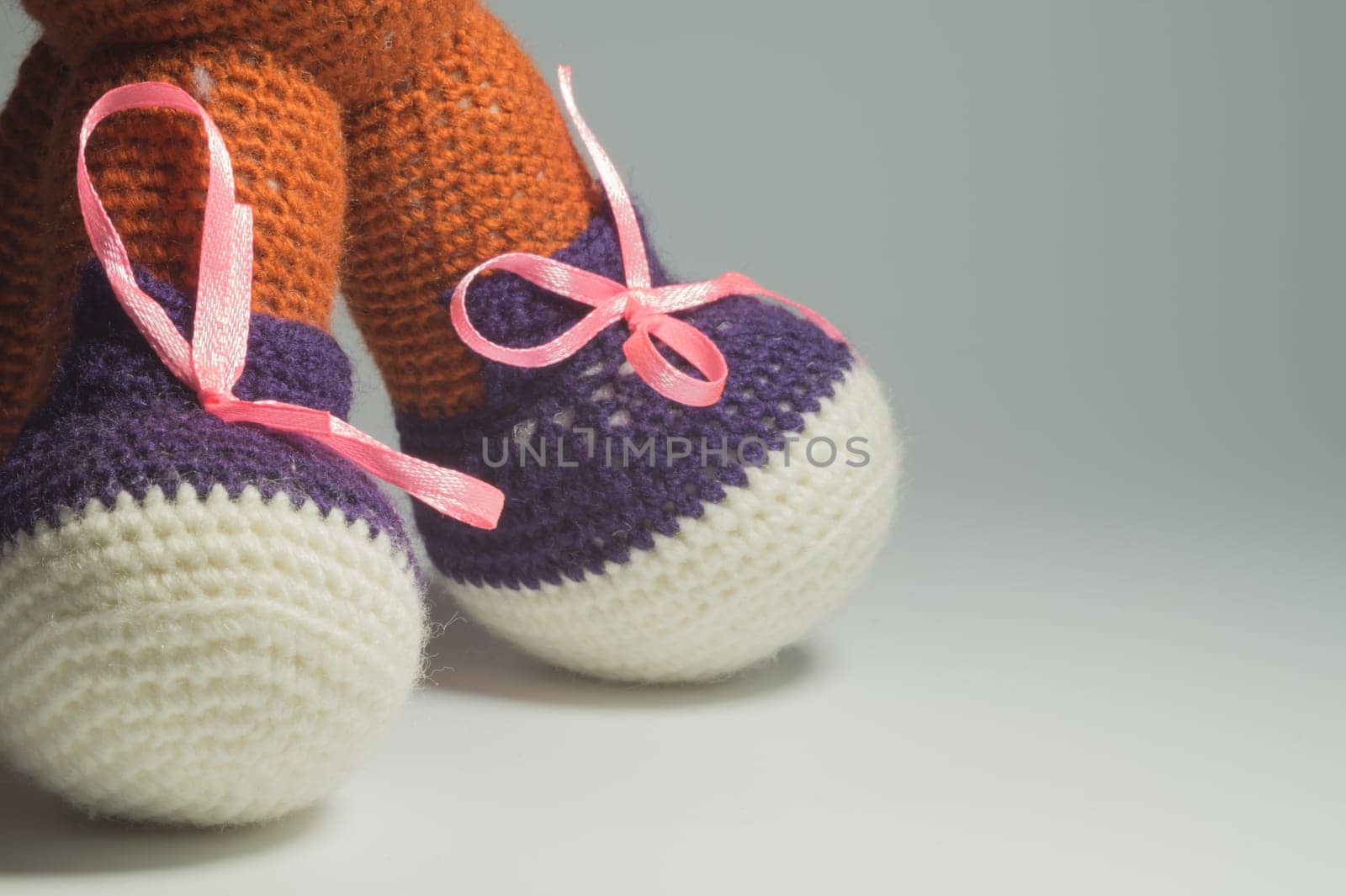 Handmade knitting wool texture background closeup needlework
