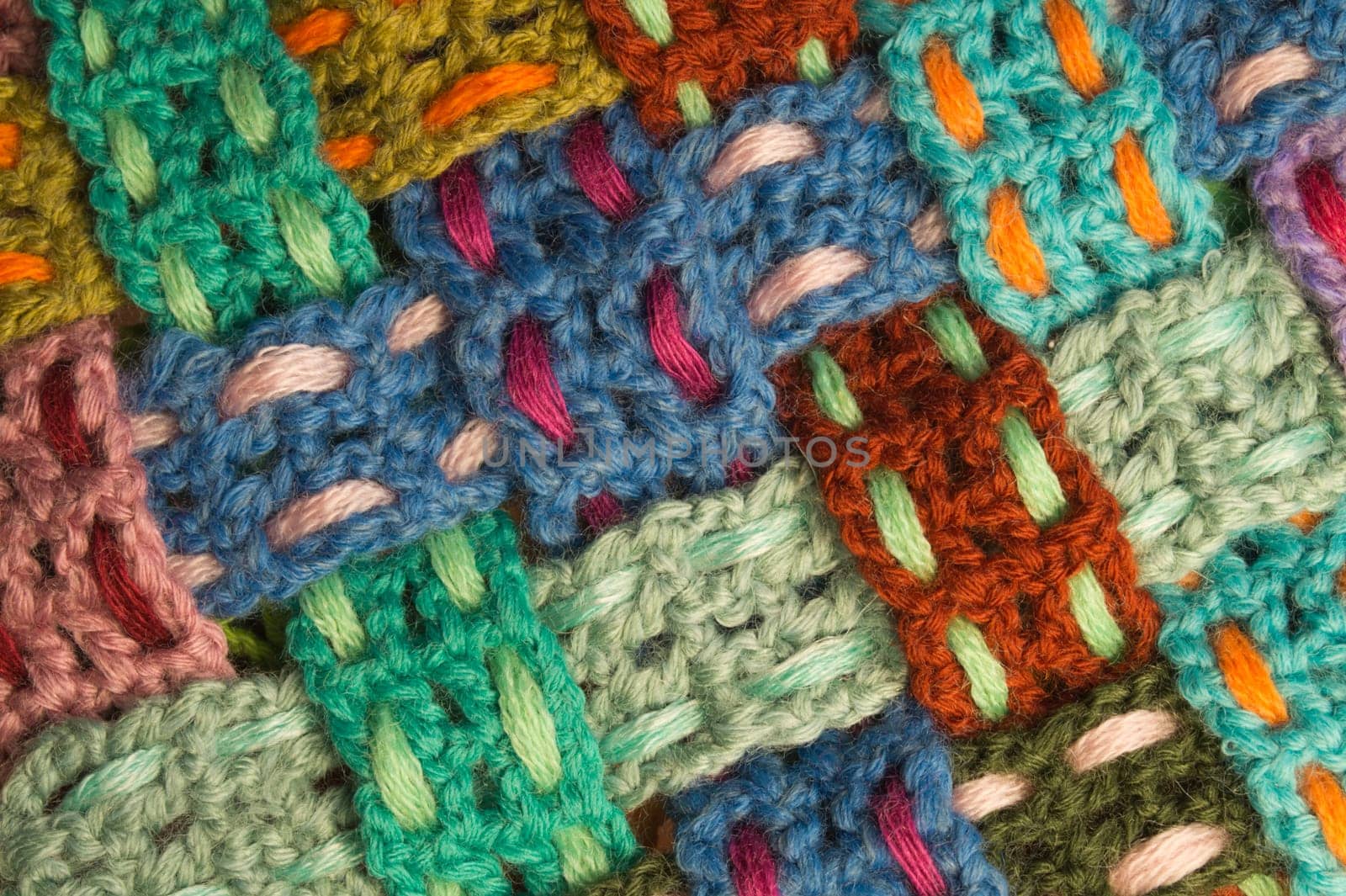 Handmade knitting wool texture background closeup needlework