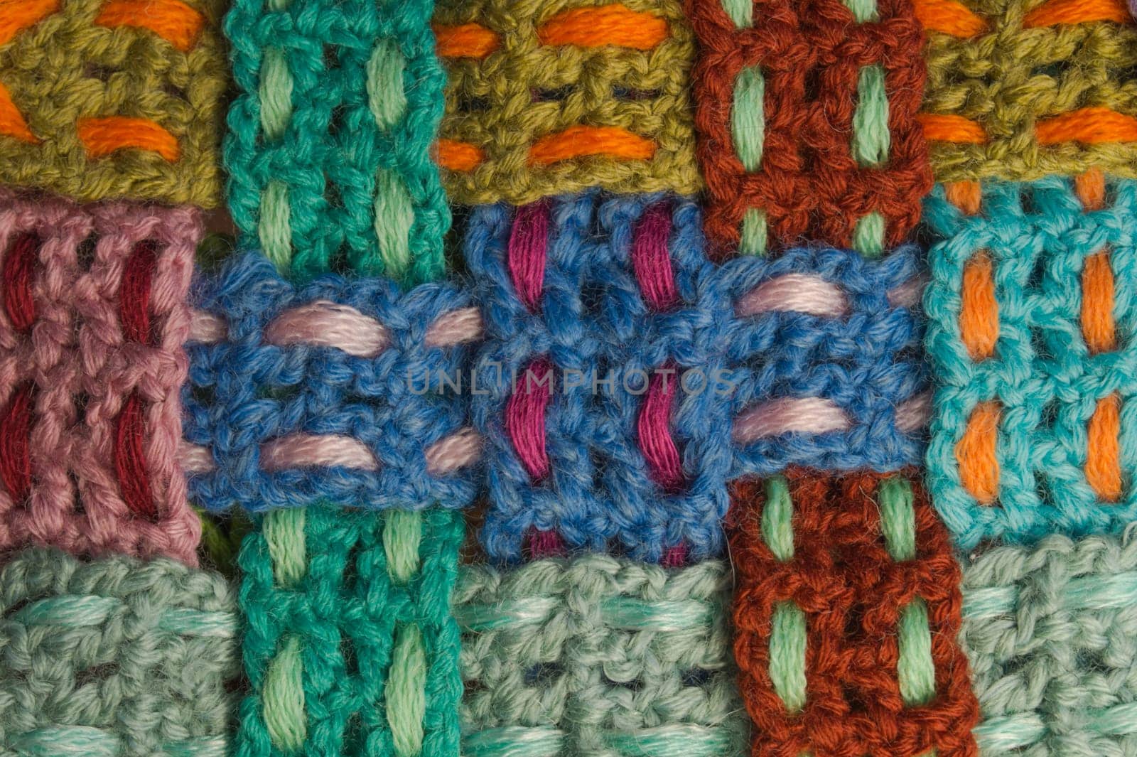 Handmade knitting wool texture background closeup needlework