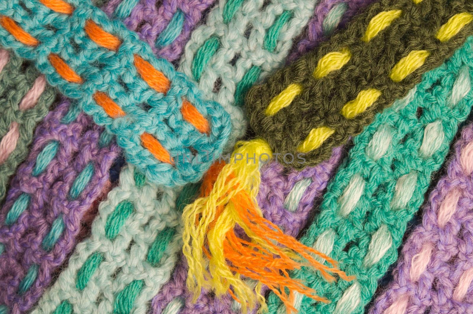 Handmade knitting wool texture background closeup needlework