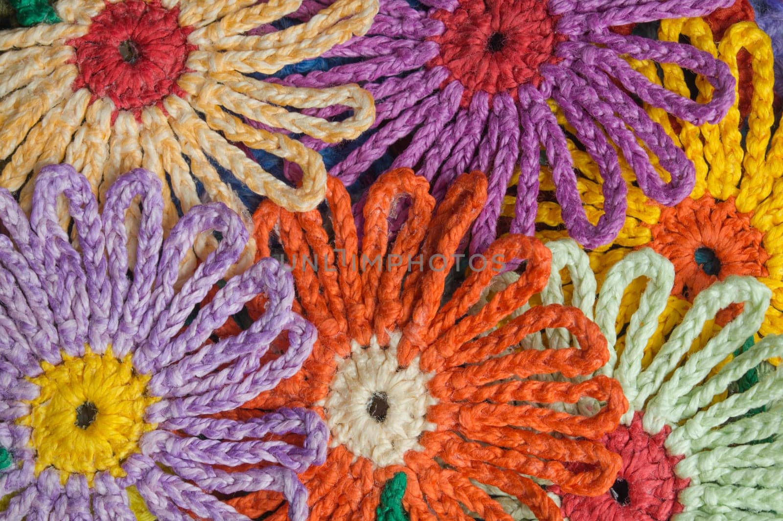 Handmade knitting wool texture background closeup needlework