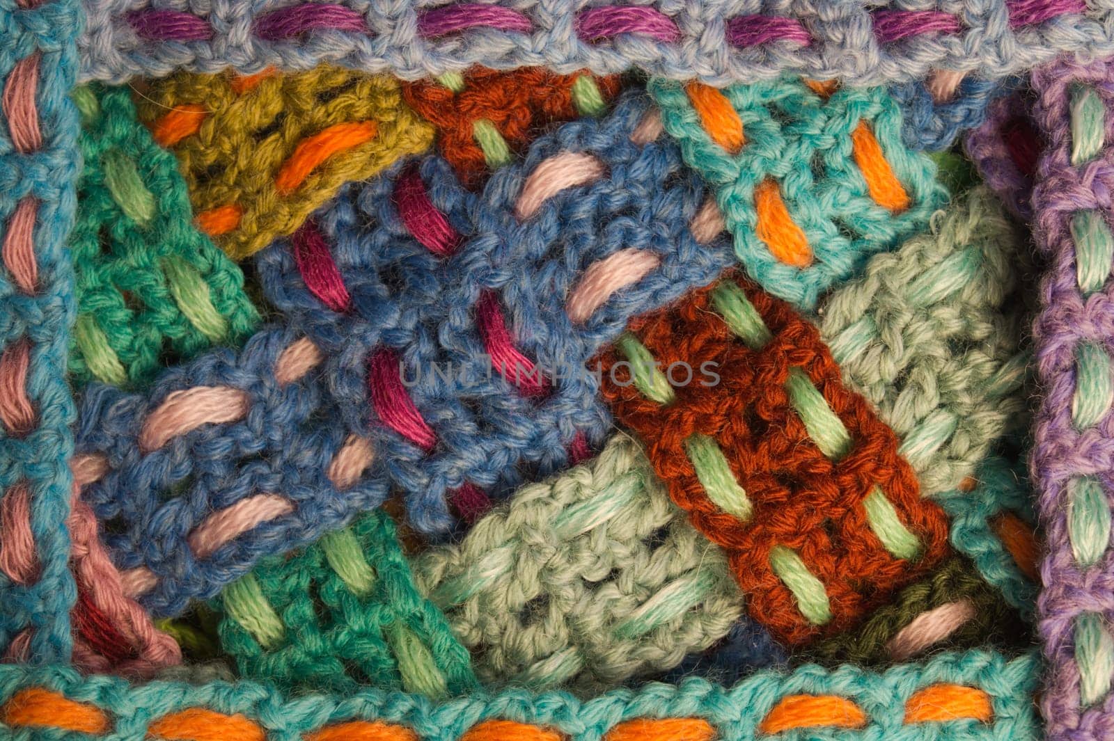 Handmade knitting wool texture background closeup needlework