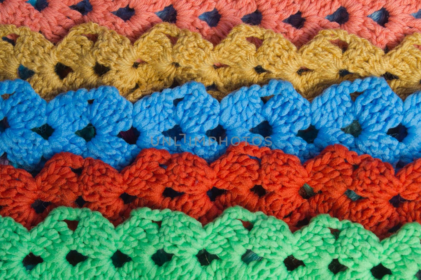 Handmade knitting wool texture background closeup needlework