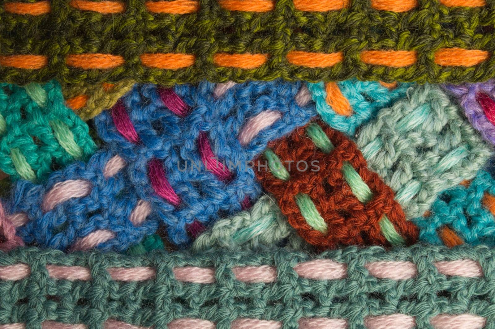 Handmade knitting wool texture background closeup needlework