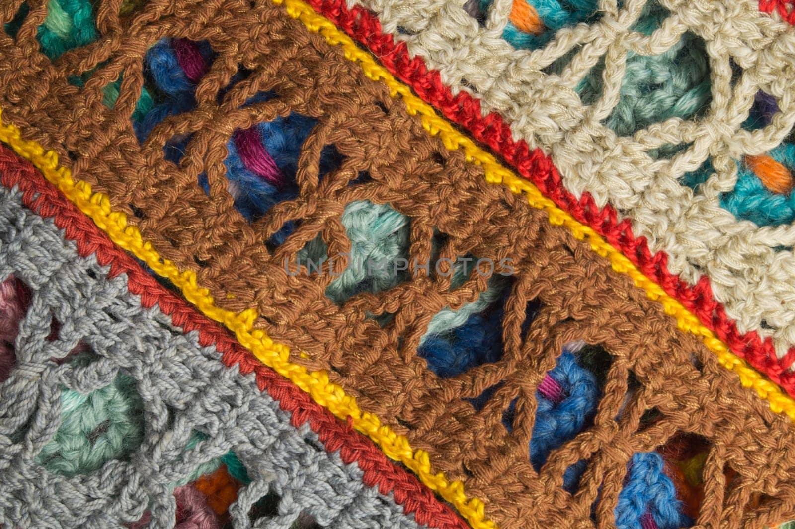 Handmade knitting wool texture background closeup needlework