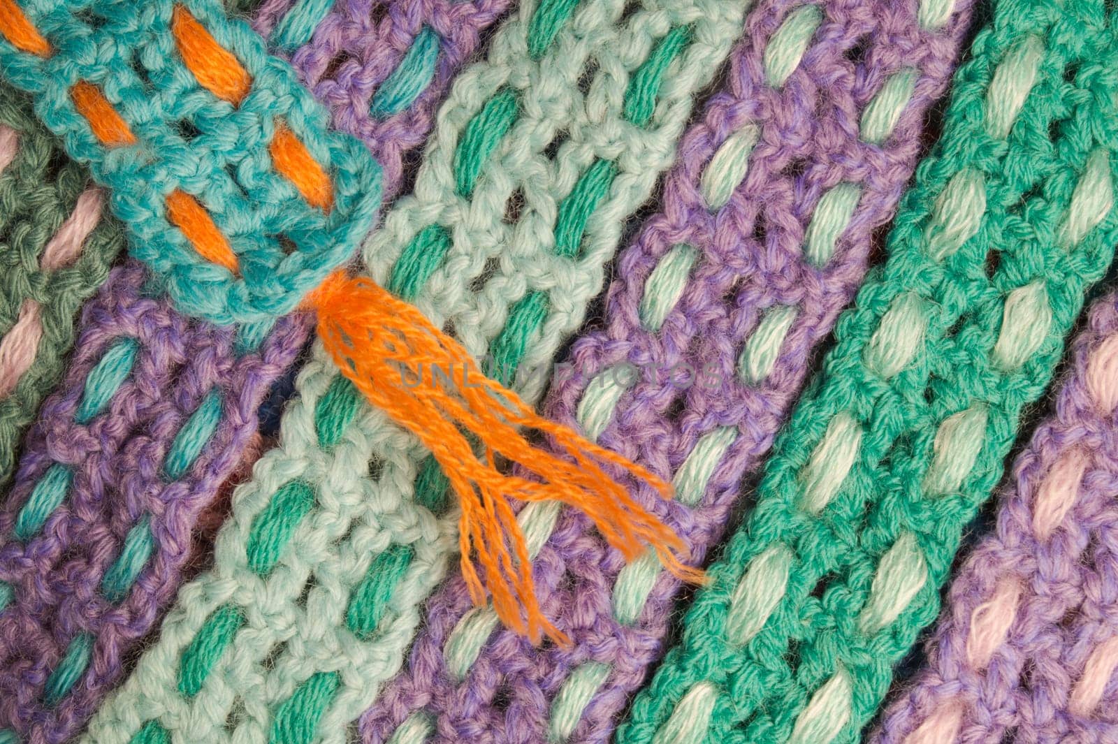 Handmade knitting wool texture background closeup needlework