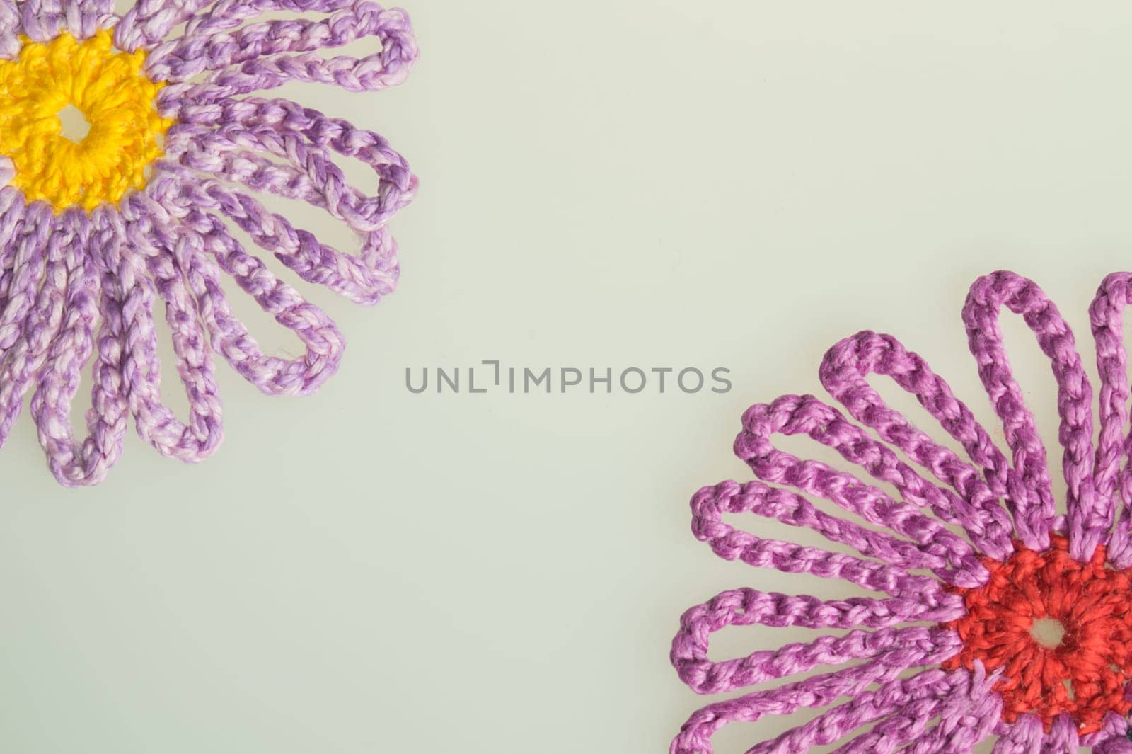 Handmade knitting wool texture background closeup needlework