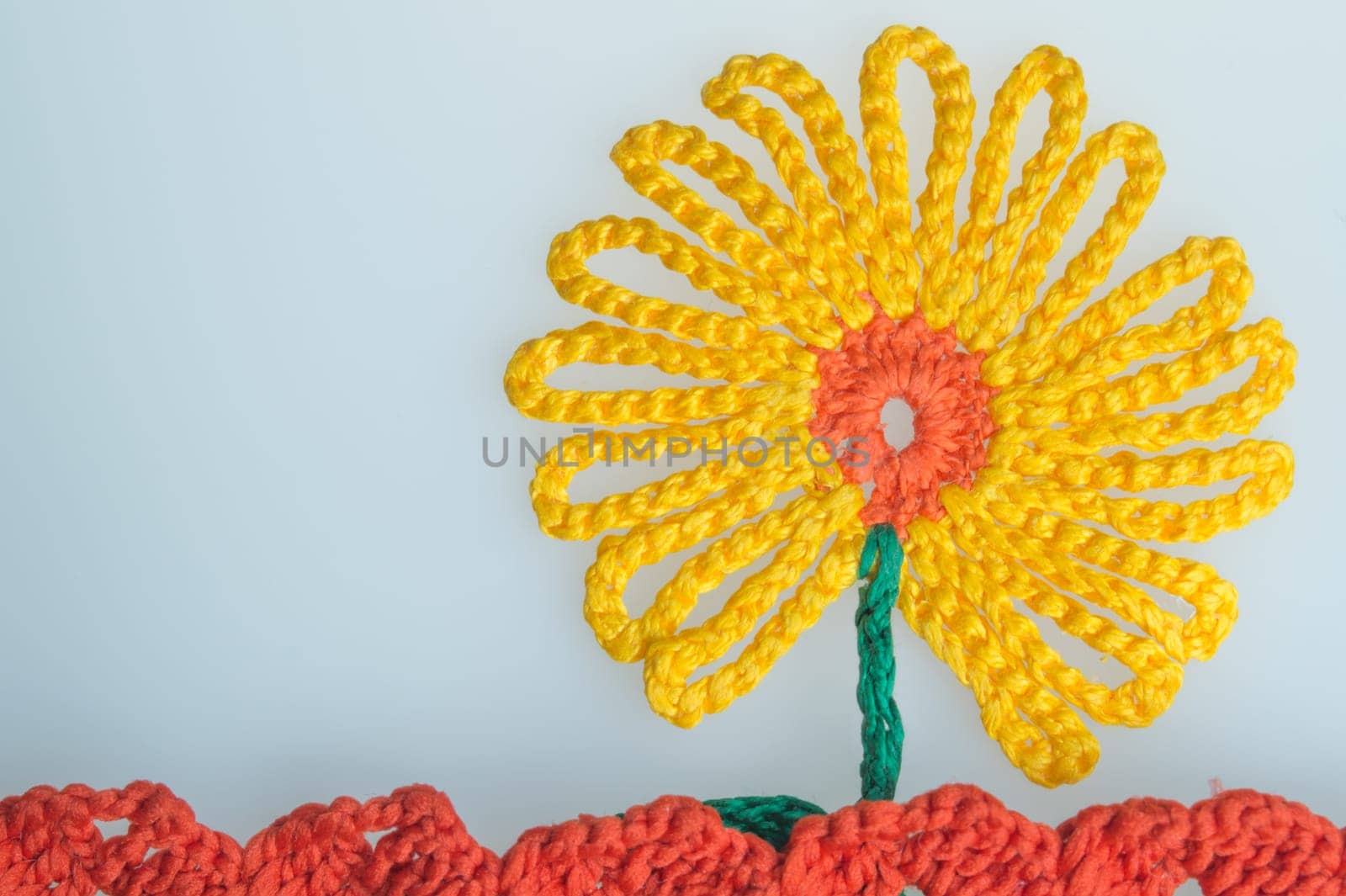 Handmade knitting wool texture background closeup needlework