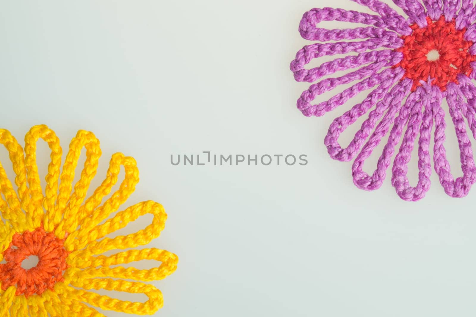 Handmade knitting wool texture background closeup needlework