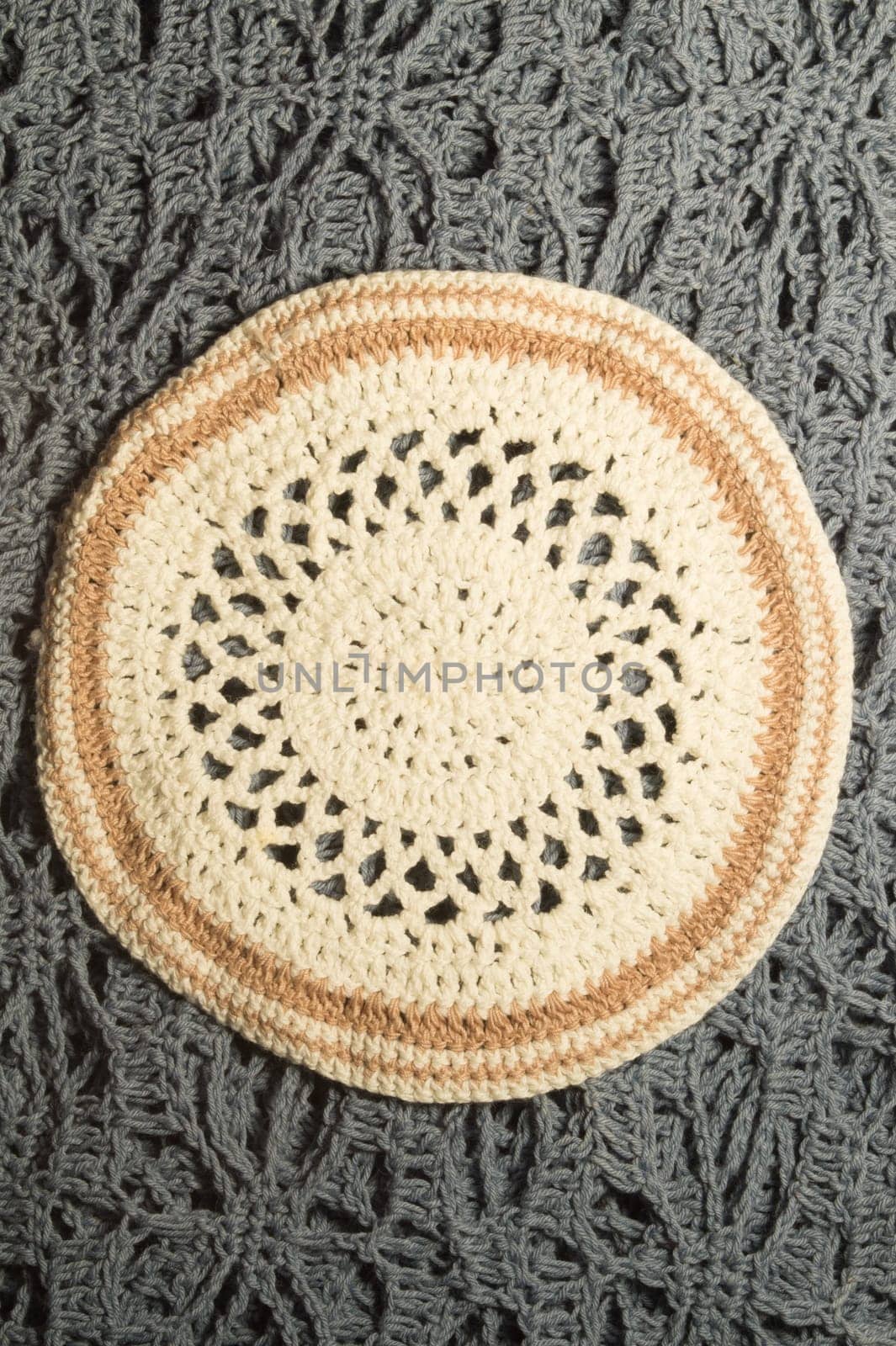 Handmade knitting wool texture background closeup needlework