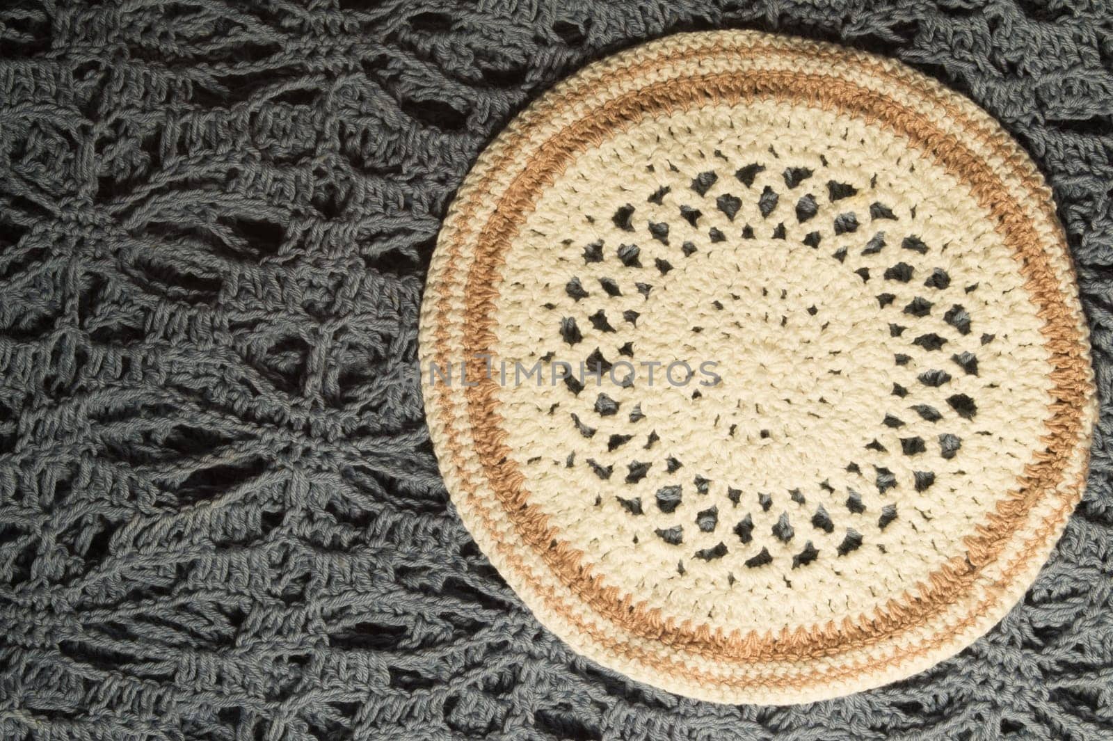 Handmade knitting wool texture background closeup needlework