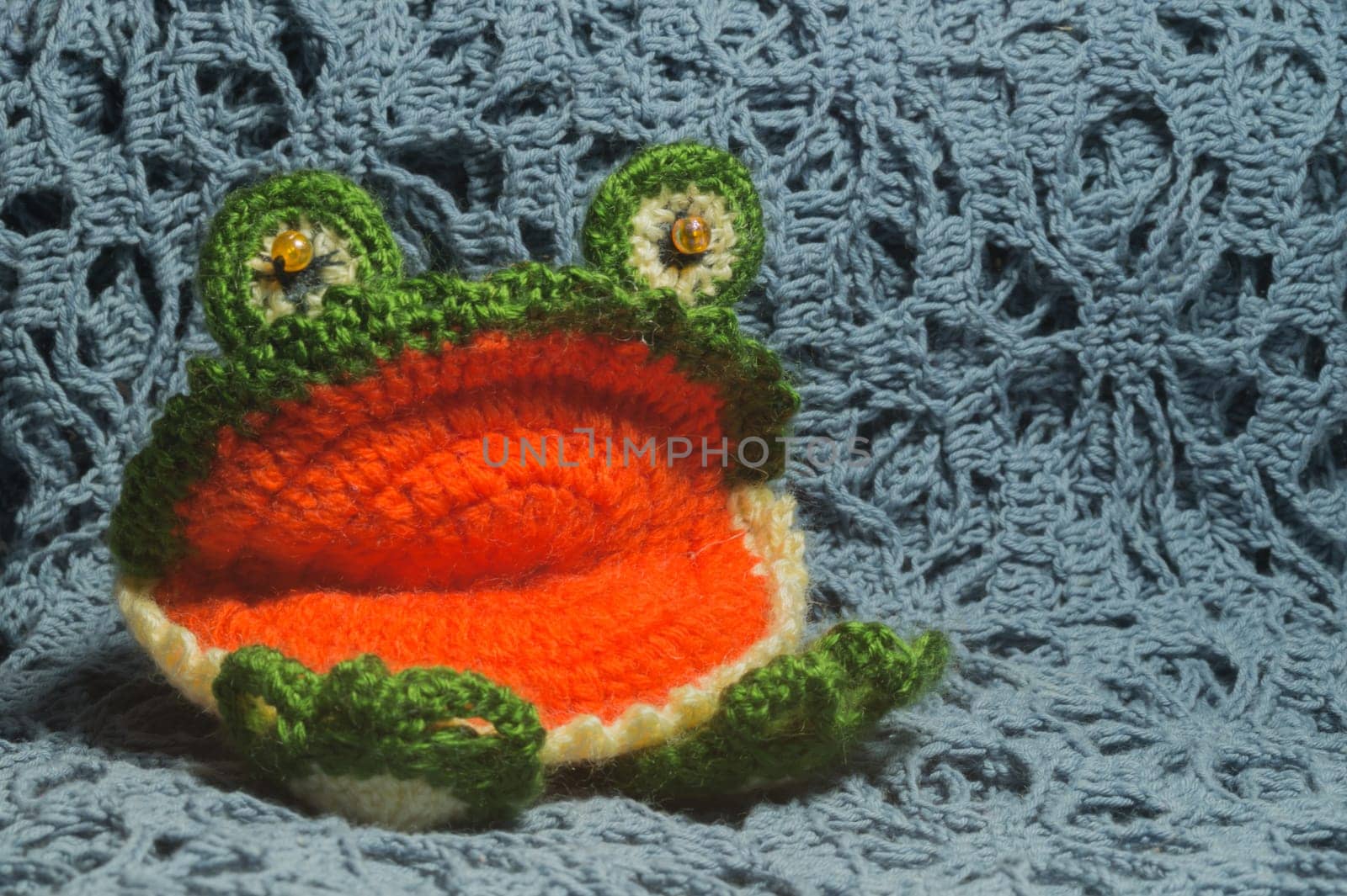 Handmade knitting wool texture background closeup needlework