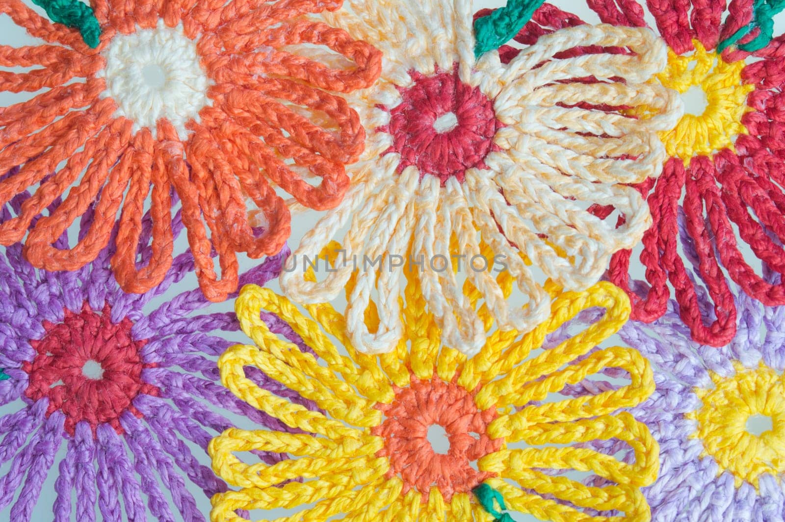 Handmade knitting wool texture background closeup needlework