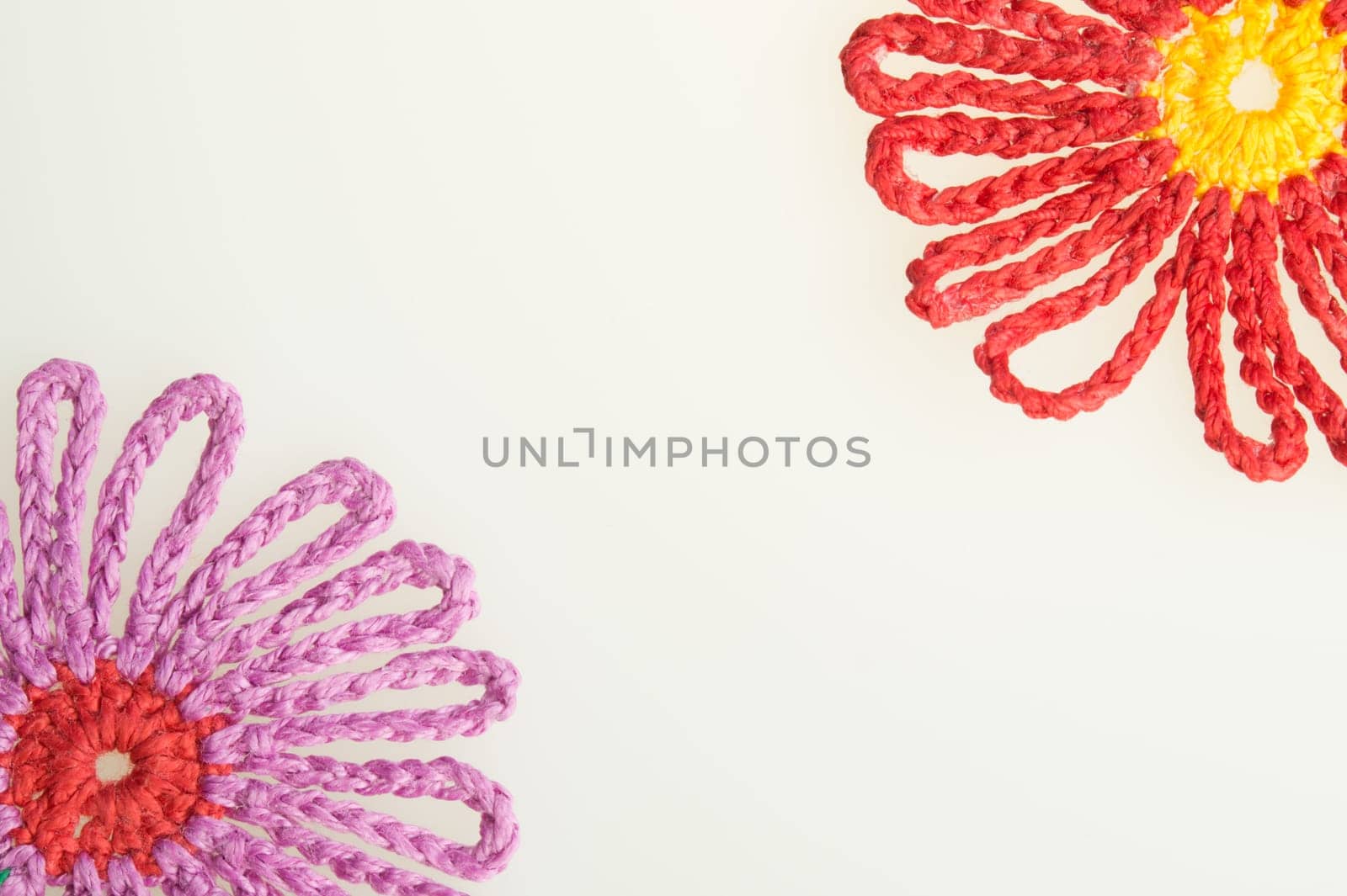 Handmade knitting wool texture background closeup needlework