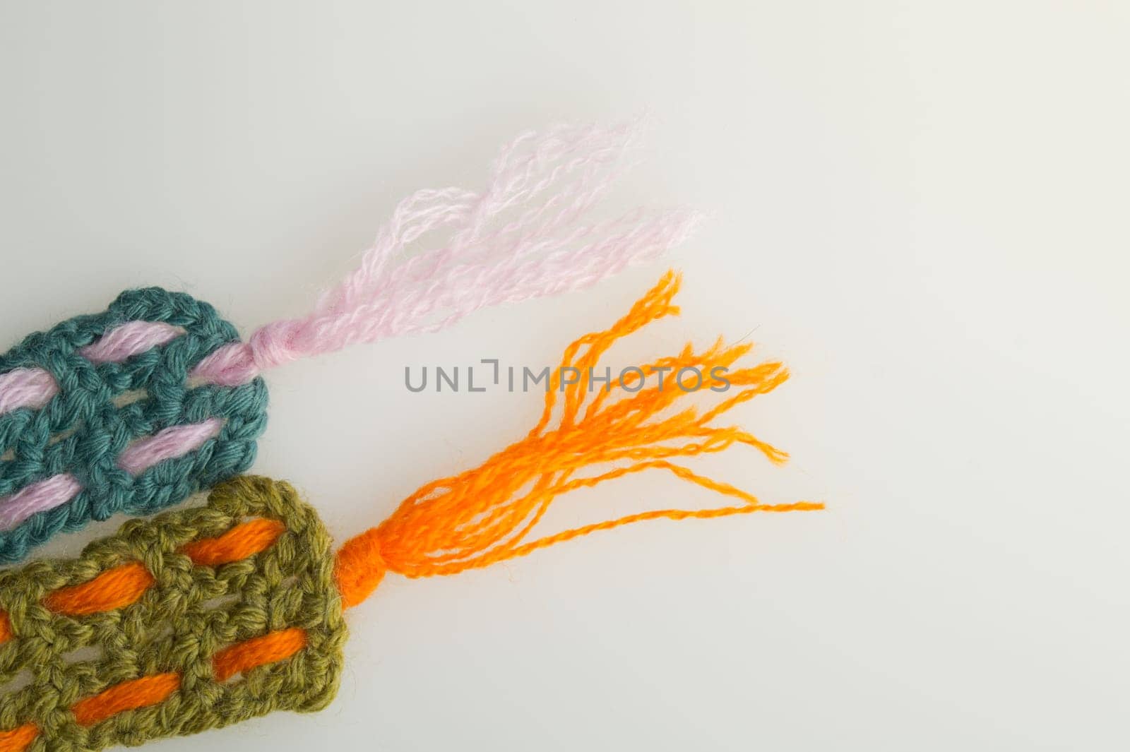 Handmade knitting wool texture background closeup needlework