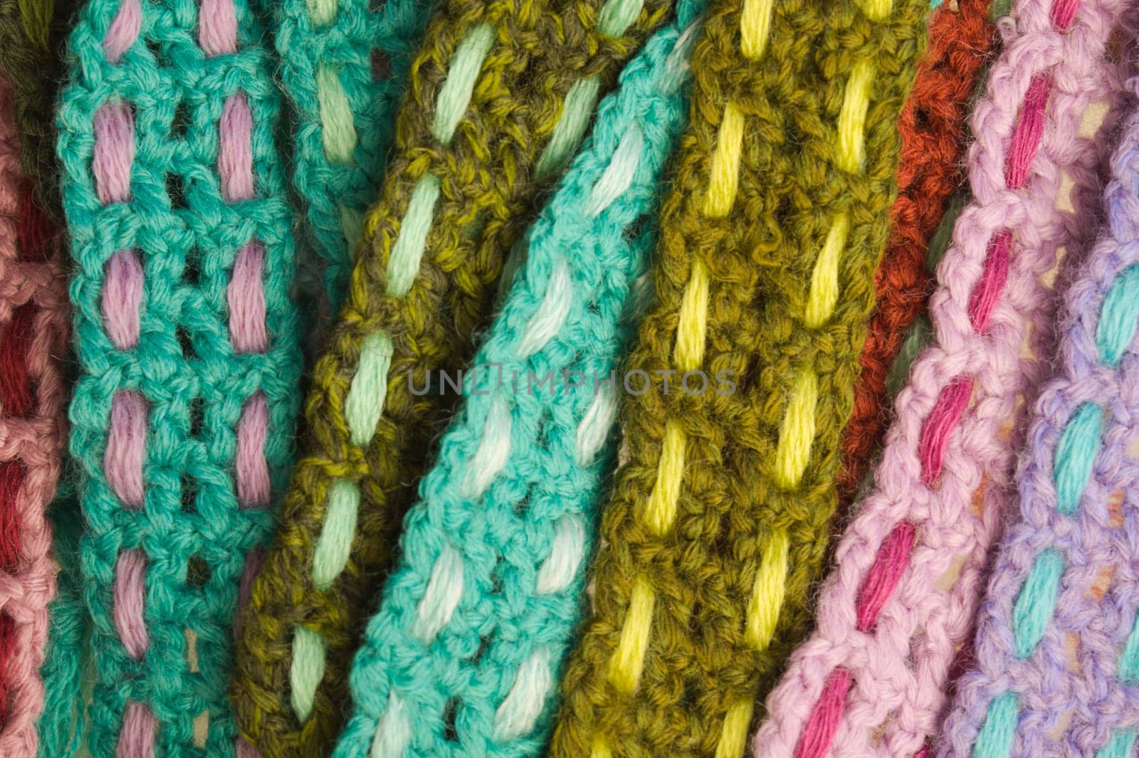 Handmade knitting wool texture background closeup needlework