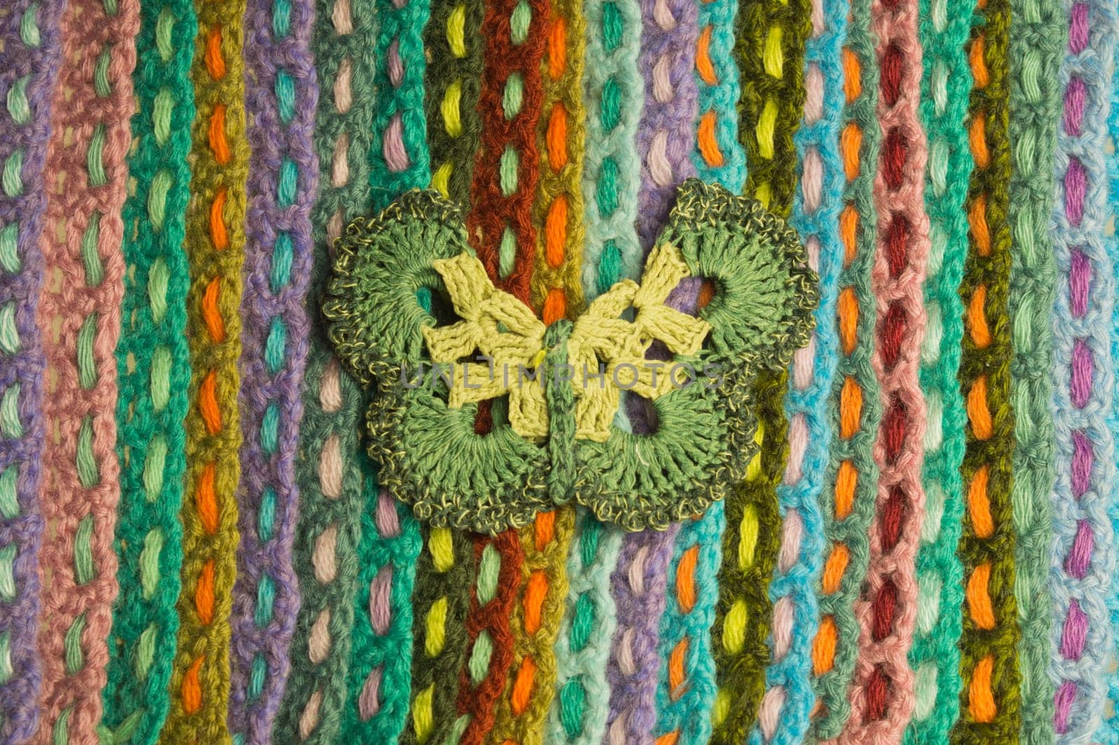 Handmade knitting wool texture background closeup needlework