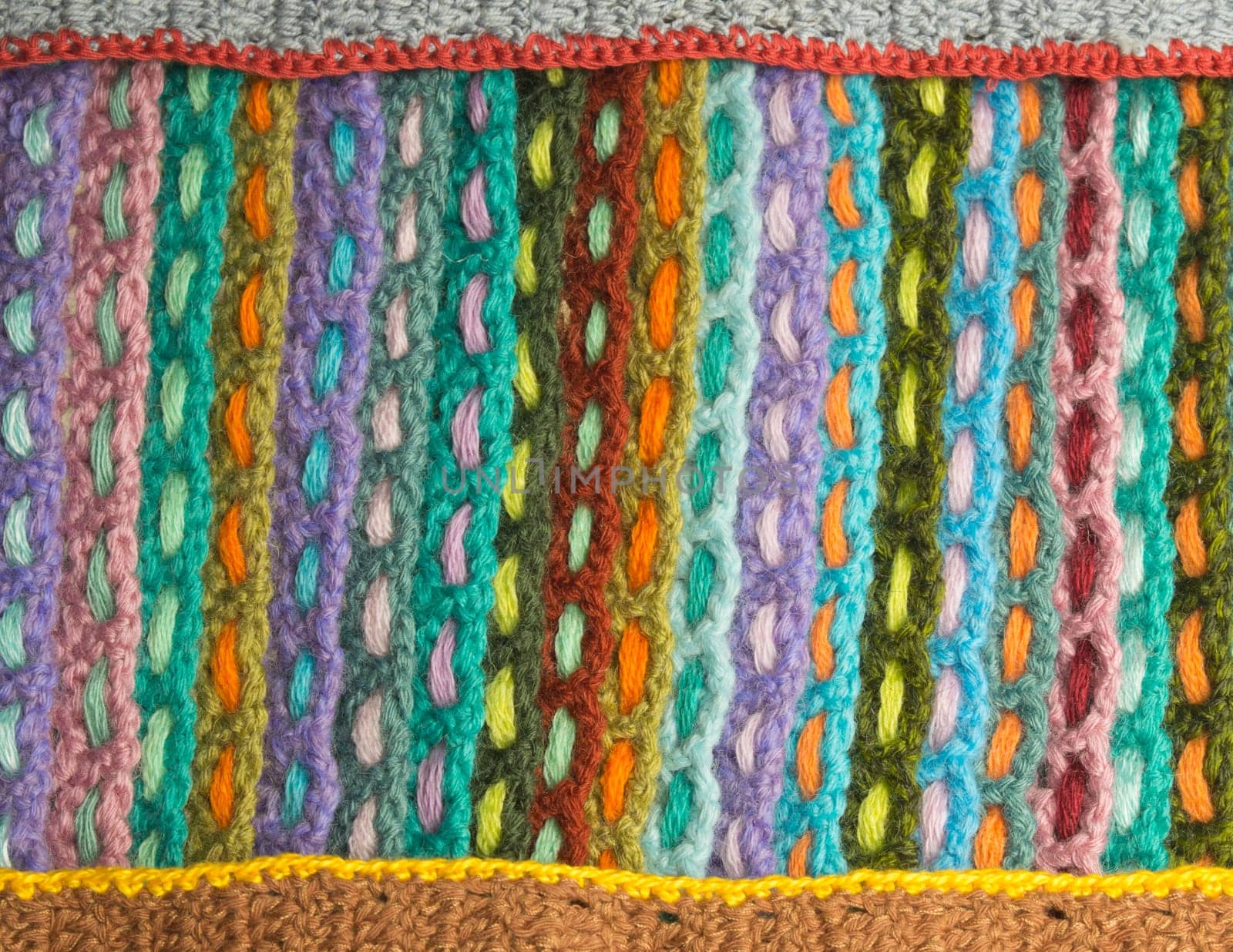 Handmade knitting wool texture background closeup needlework