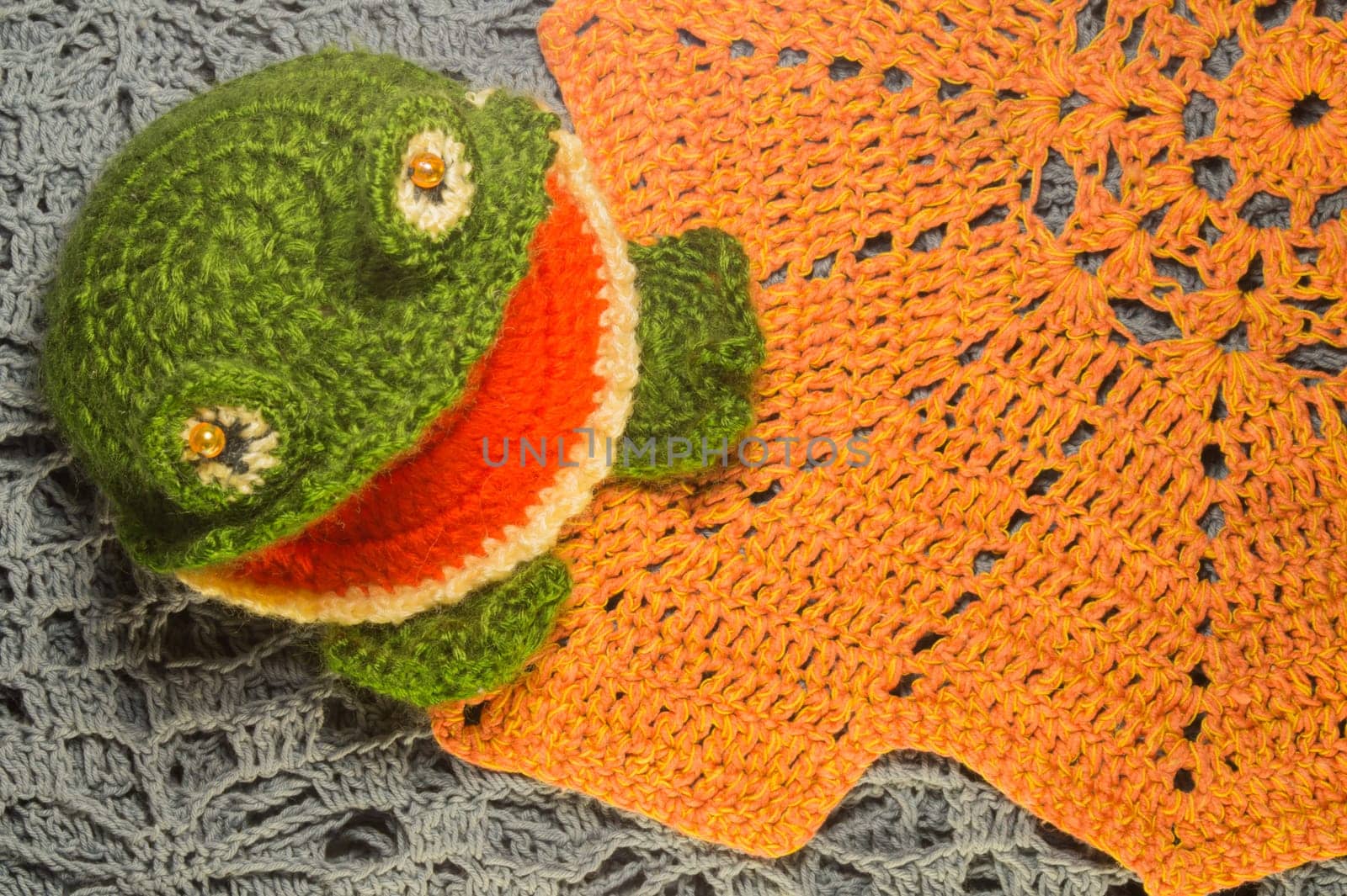 Handmade knitting wool texture background closeup needlework