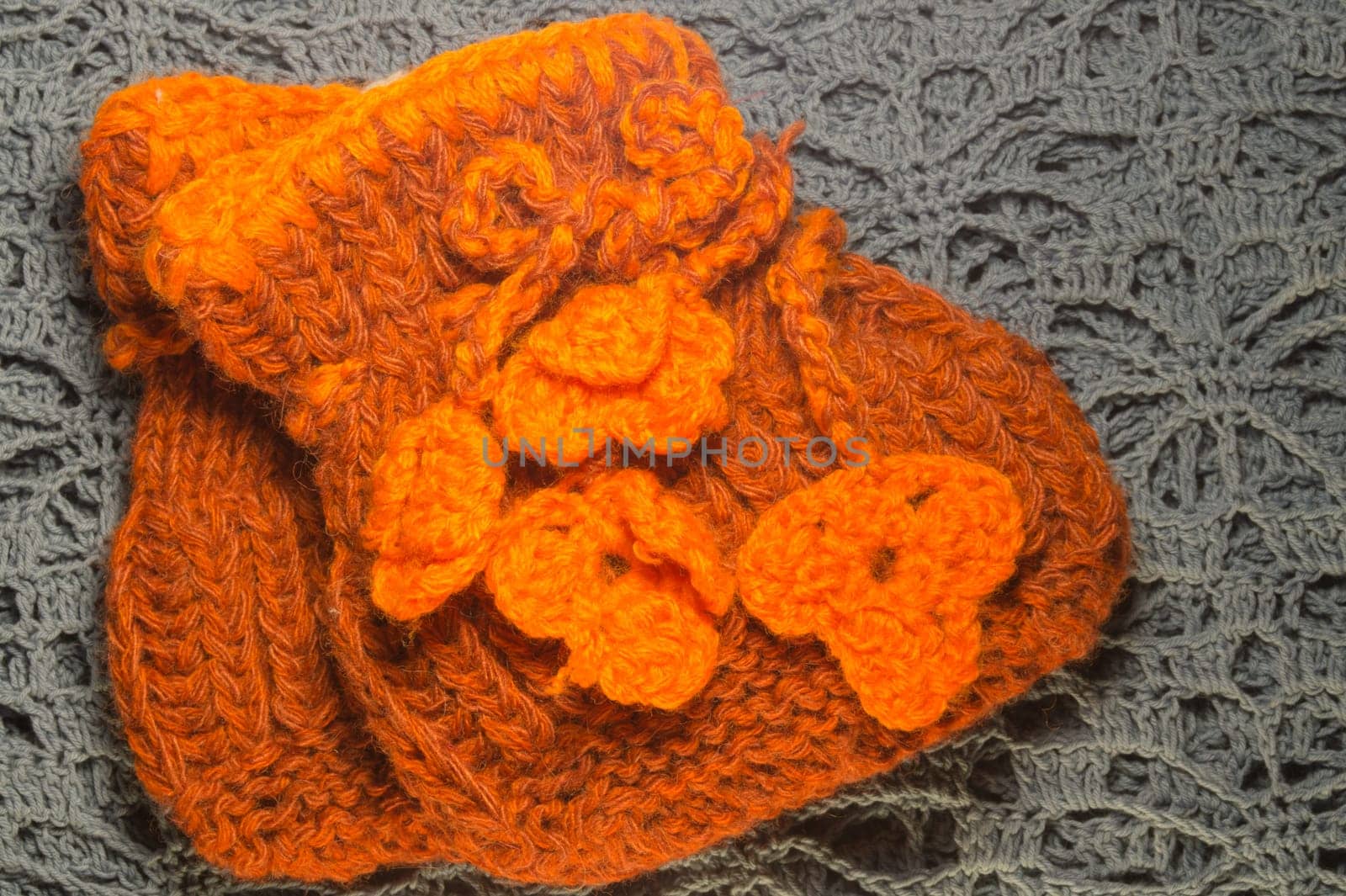 Handmade knitting wool texture background closeup needlework