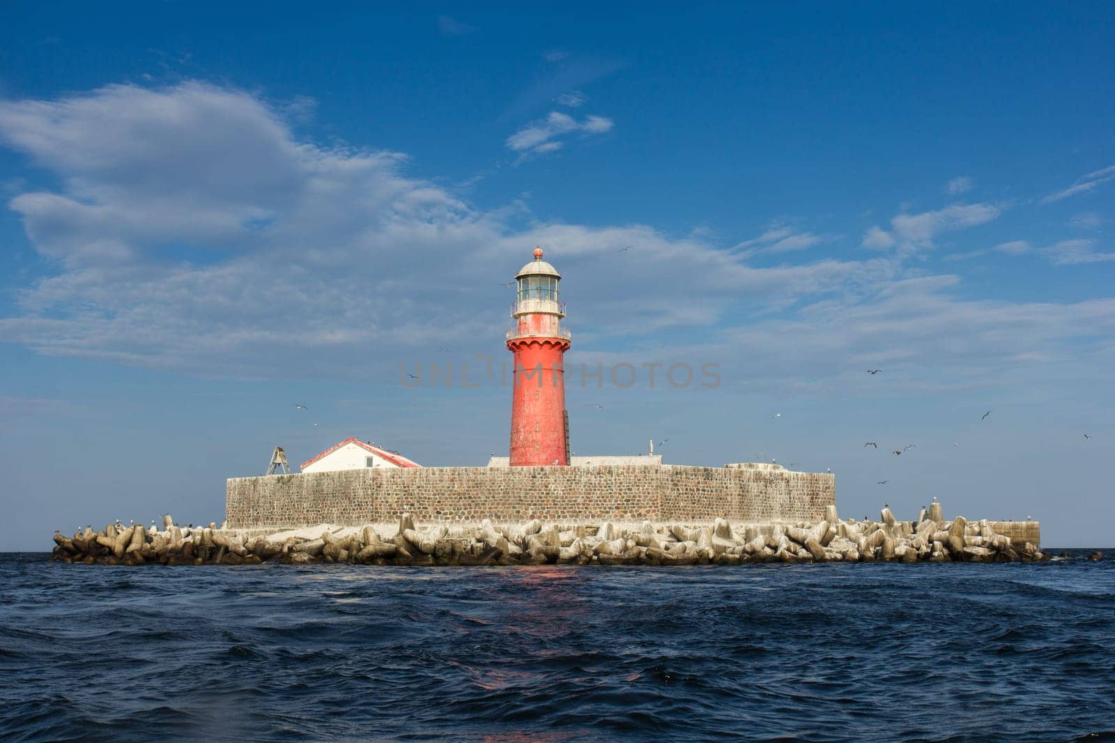 The Kolka lighthouse is on an artificial island in six kilometres from Kolkasrags.
