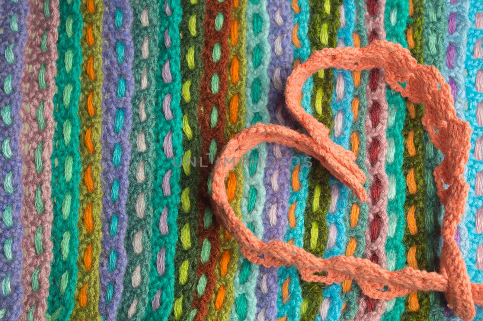Handmade knitting wool texture background closeup needlework