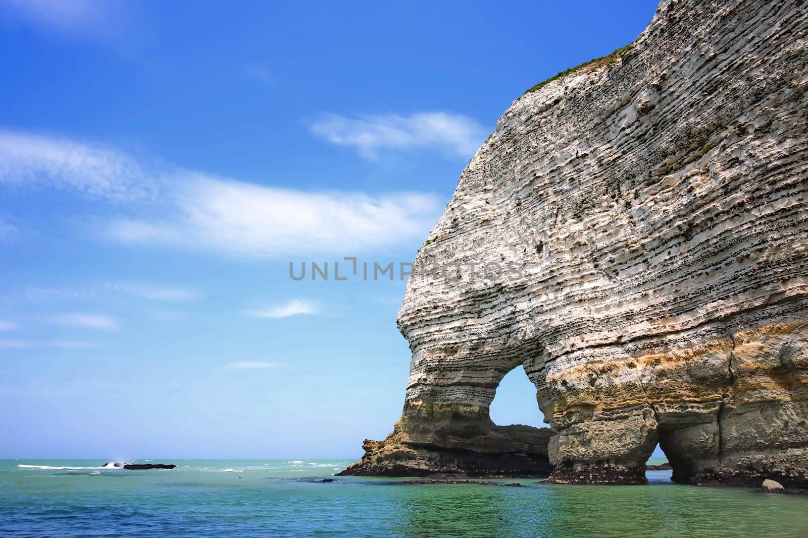 Etretat on the coast of France with wonderful landscapes