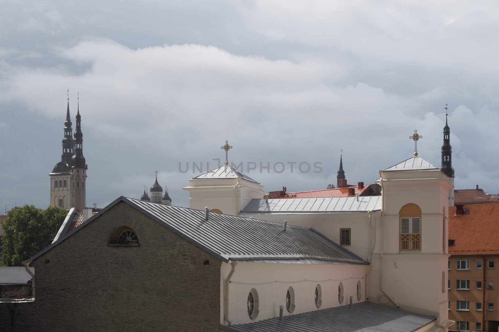 Cityscape with old castle towes of Tallinn Estonia