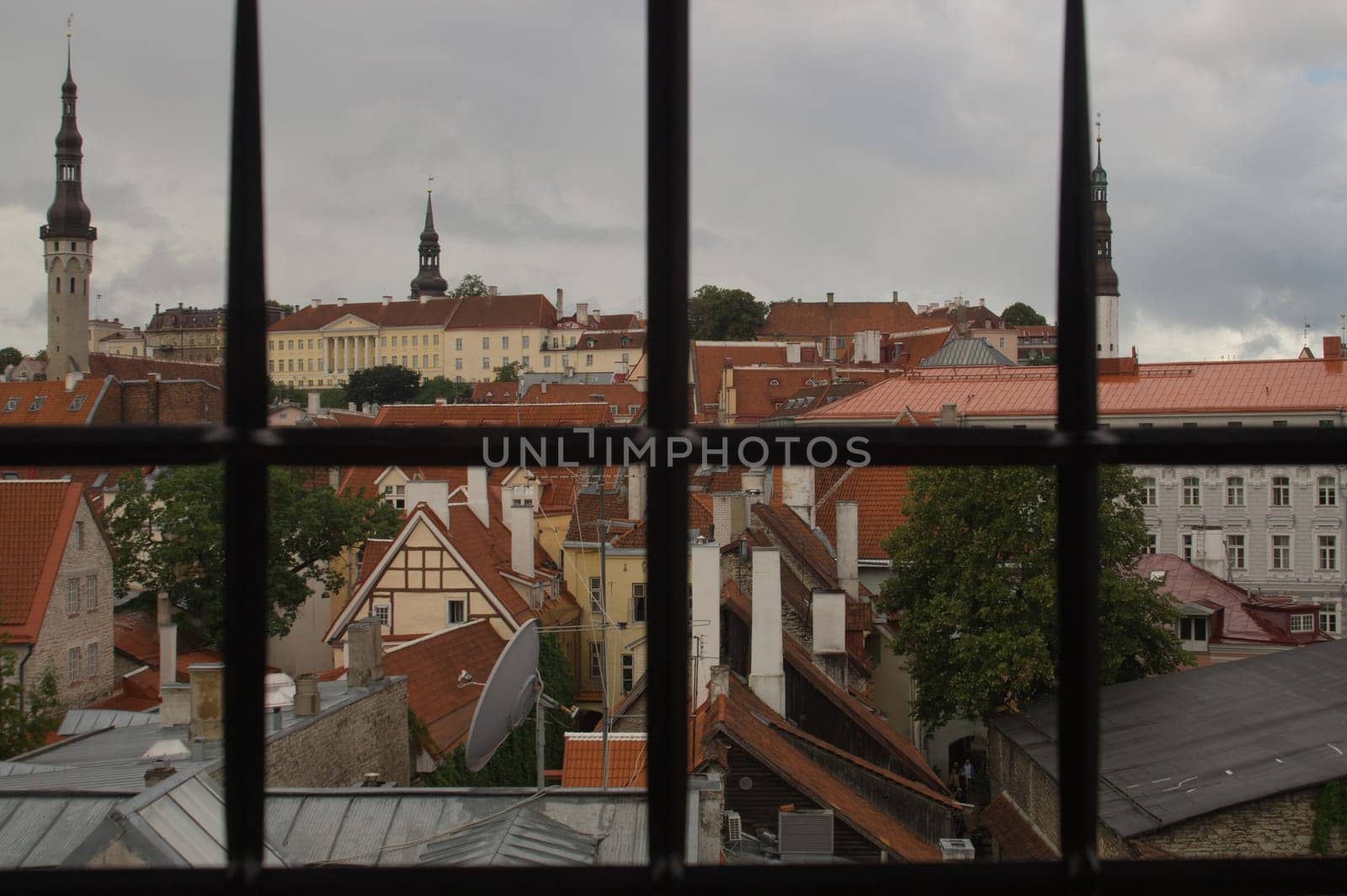 Cityscape with old castle towes of Tallinn Estonia