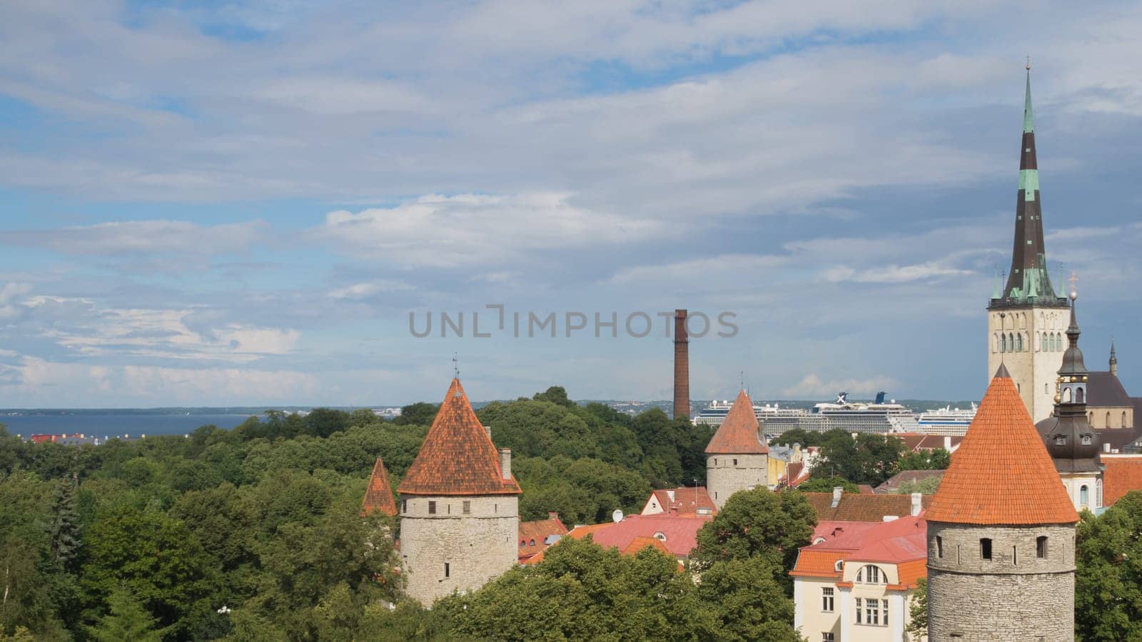 Cityscape with old castle towes of Tallinn Estonia
