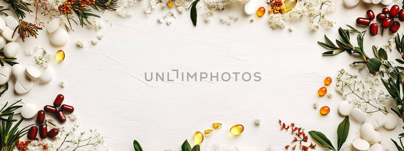 Supplements and vitamins with medicinal herbs. Selective focus. Generative AI, medical