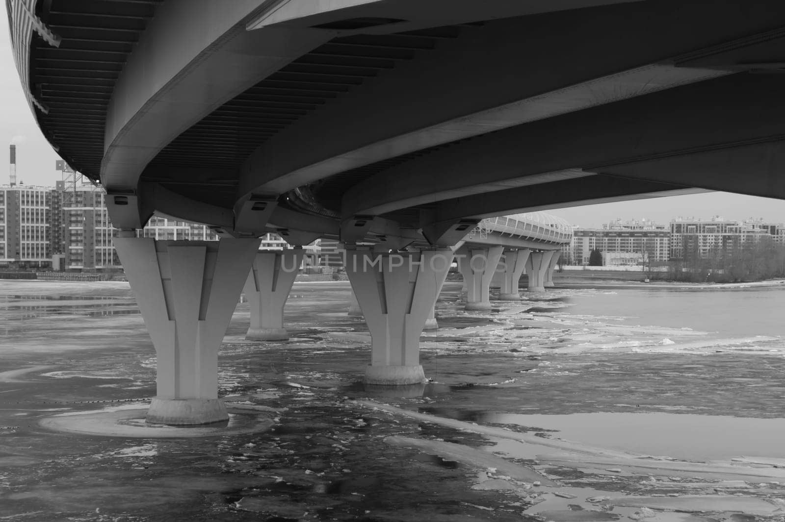 Bridge detail black and white. architecture lines background