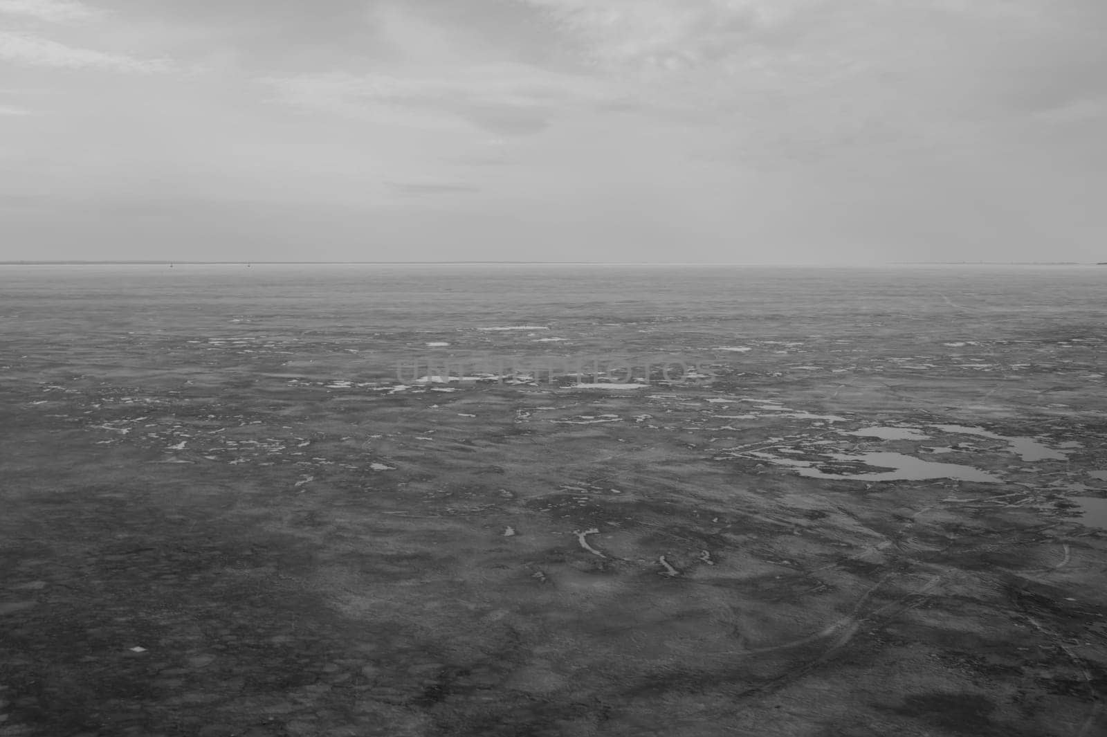 Horizon line with frozen water abstract texture