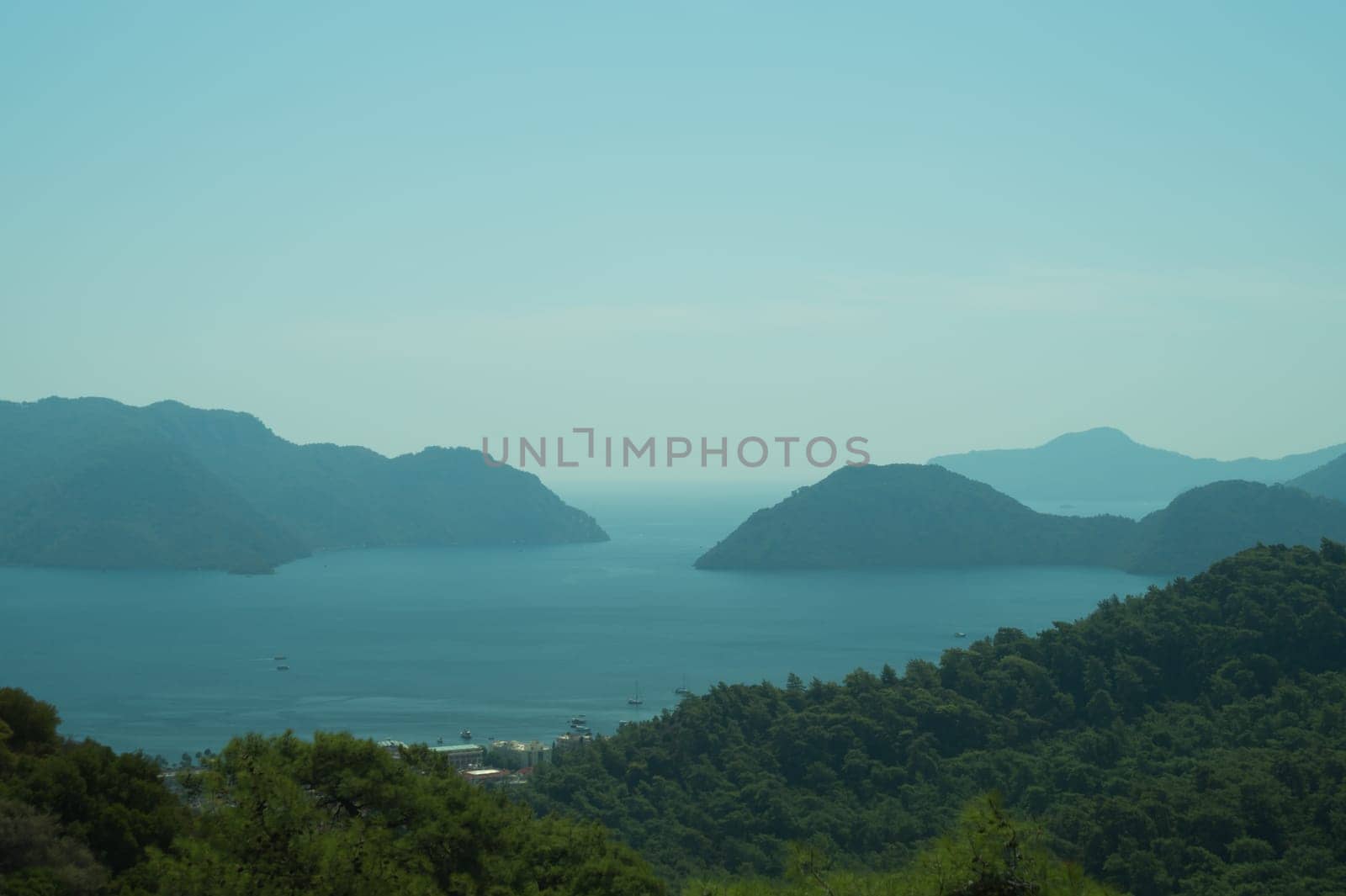 Landscape with the mountains and the sea