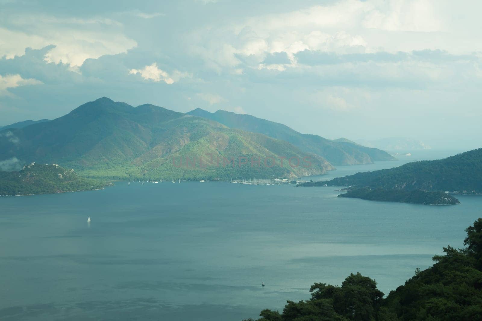 Landscape with the mountains and the sea
