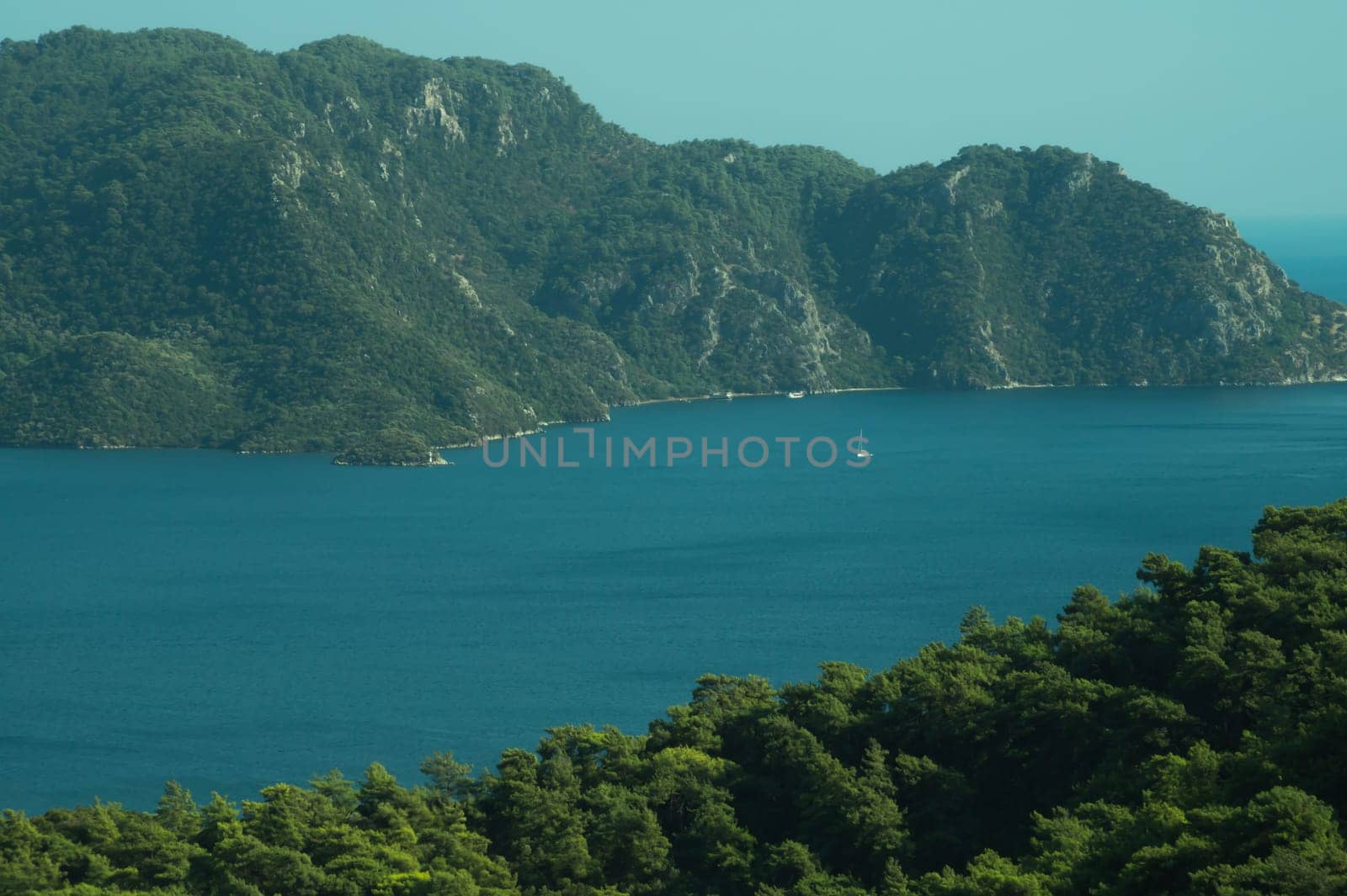 Landscape with the mountains and the sea