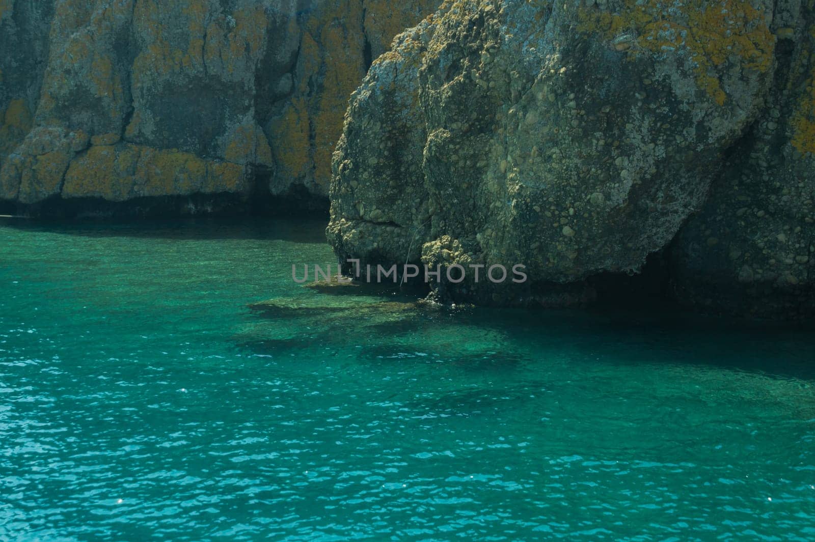 Mountain and sea. rocky cliff background
