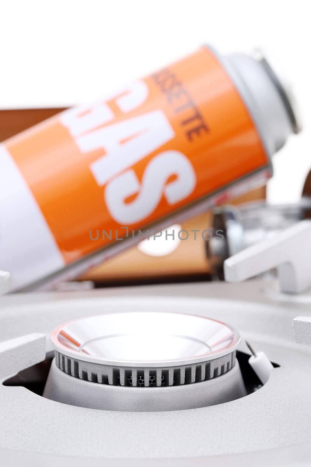 portable gas stove on white background