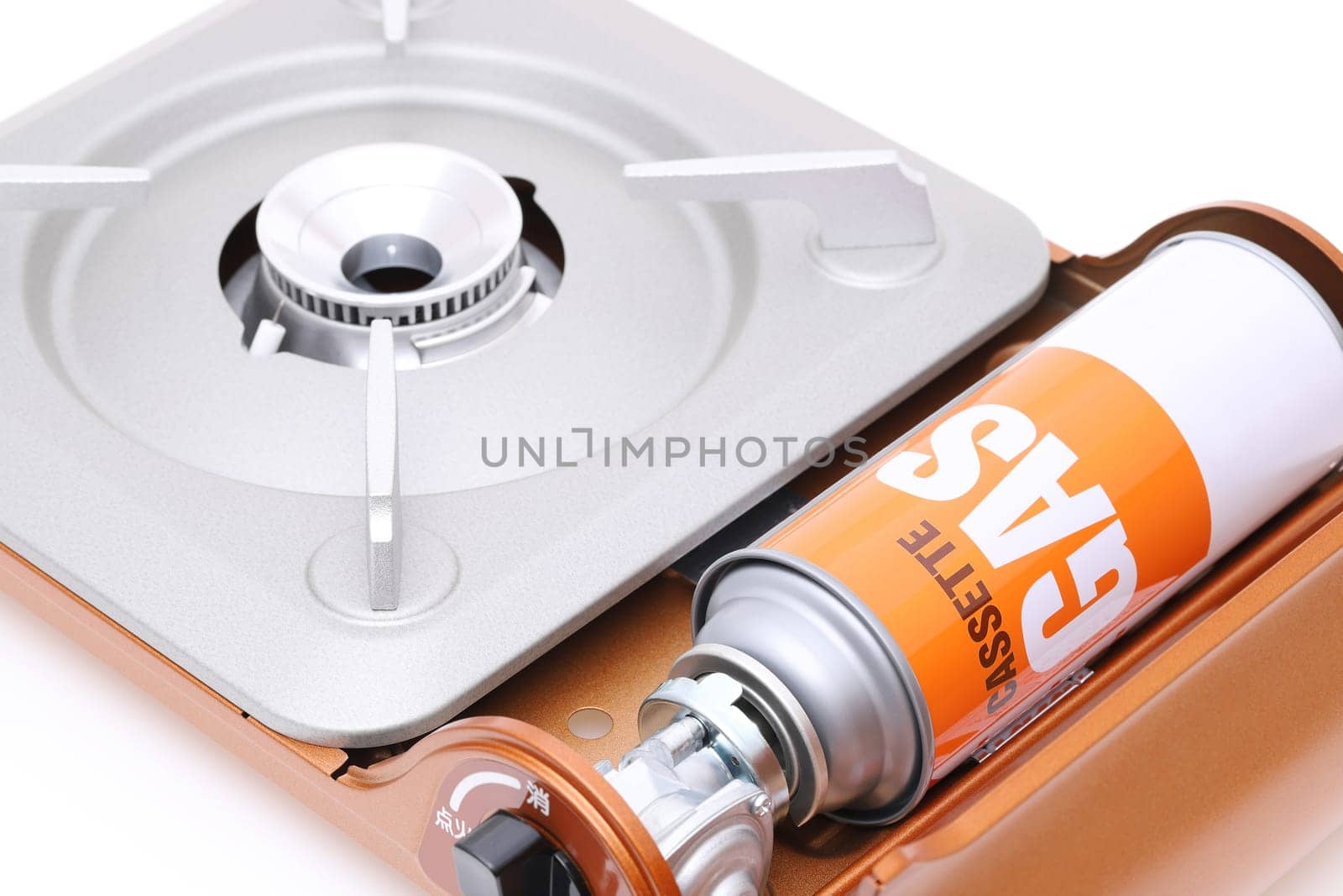 portable gas stove on white background