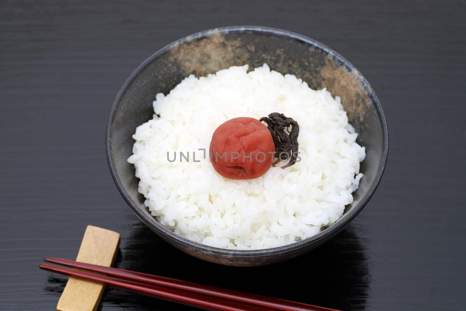 Japanese food, Umeboshi pickled salt plum on white rice
