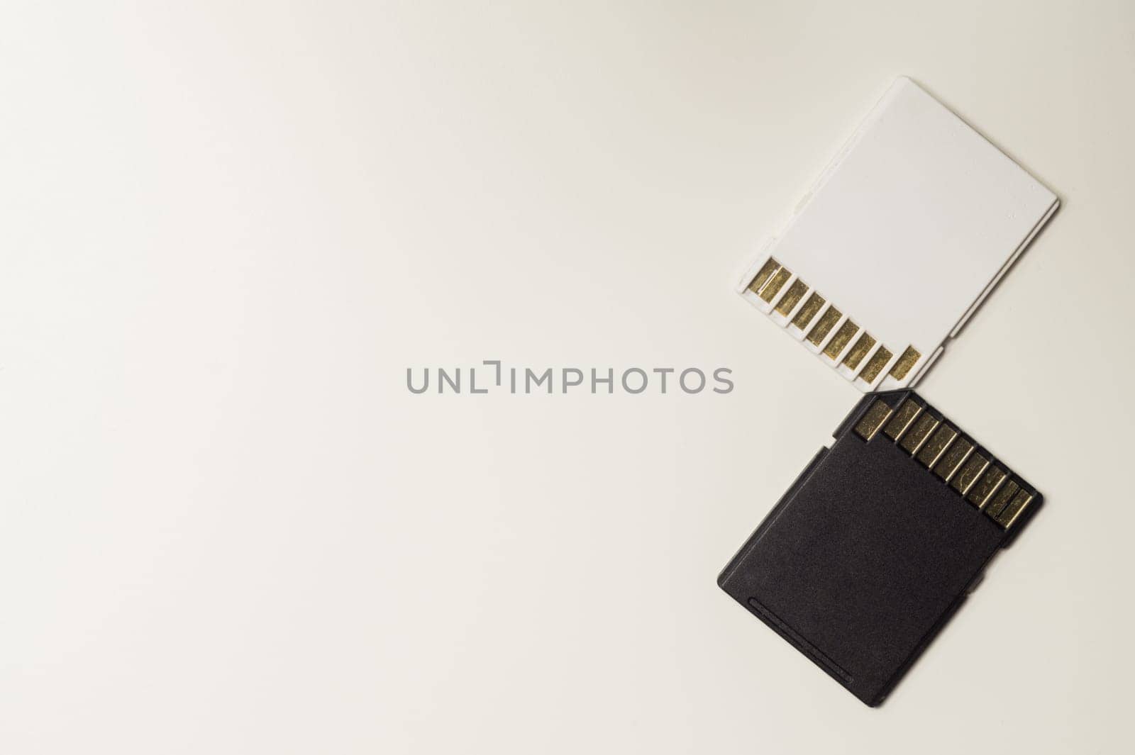 Memory cards isolated on white background. Sd card and copy space