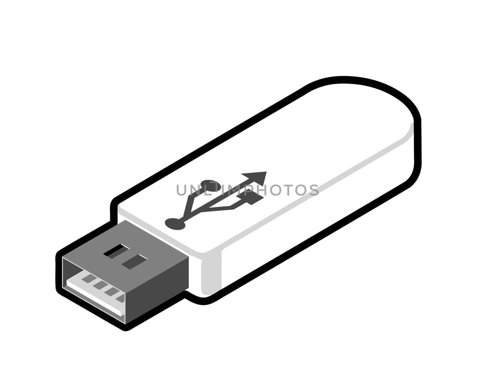 flash drive white digital information technology plug transfer illustration