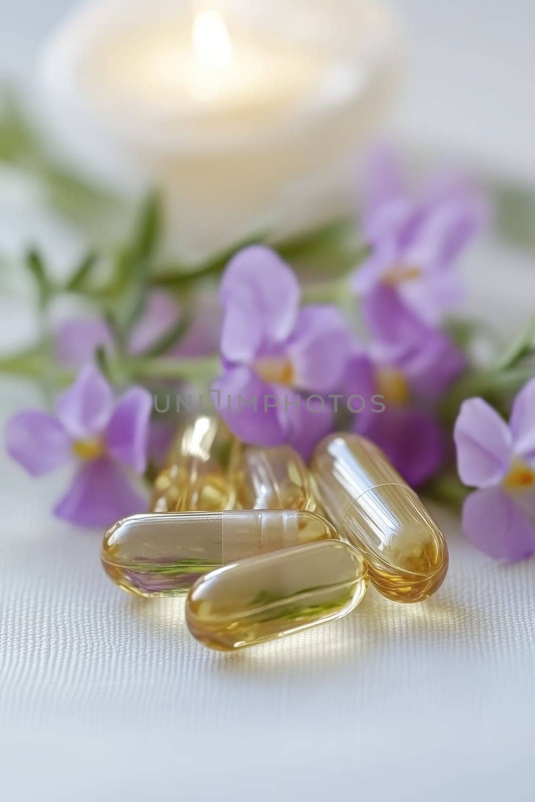 Supplements and vitamins with medicinal herbs. Selective focus. Generative AI, medical