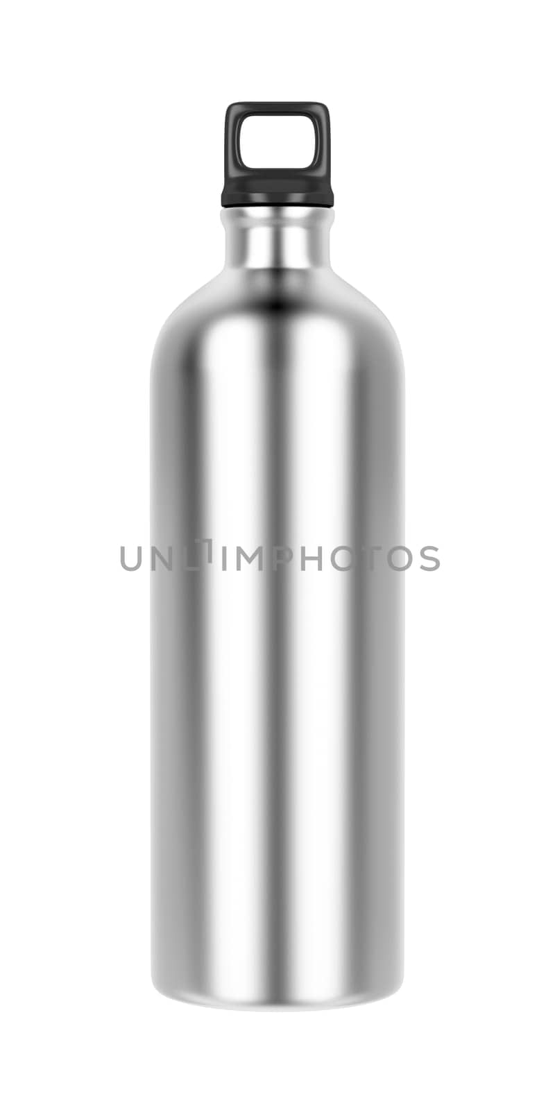 Aluminum water bottle isolated on white background