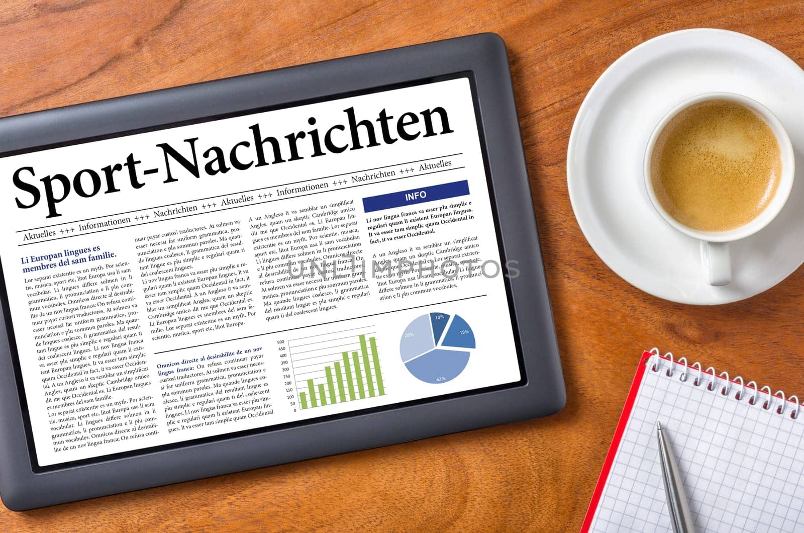 Tablet on desk - Sports news