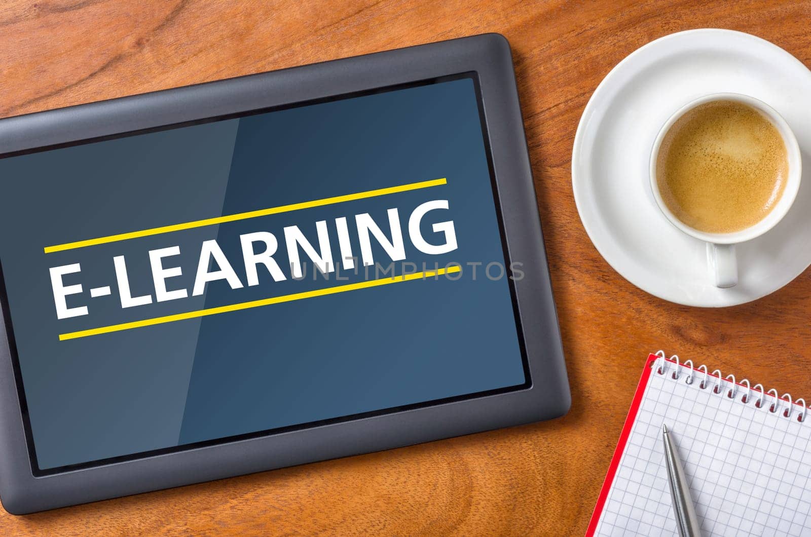 Tablet on desk - e-learning