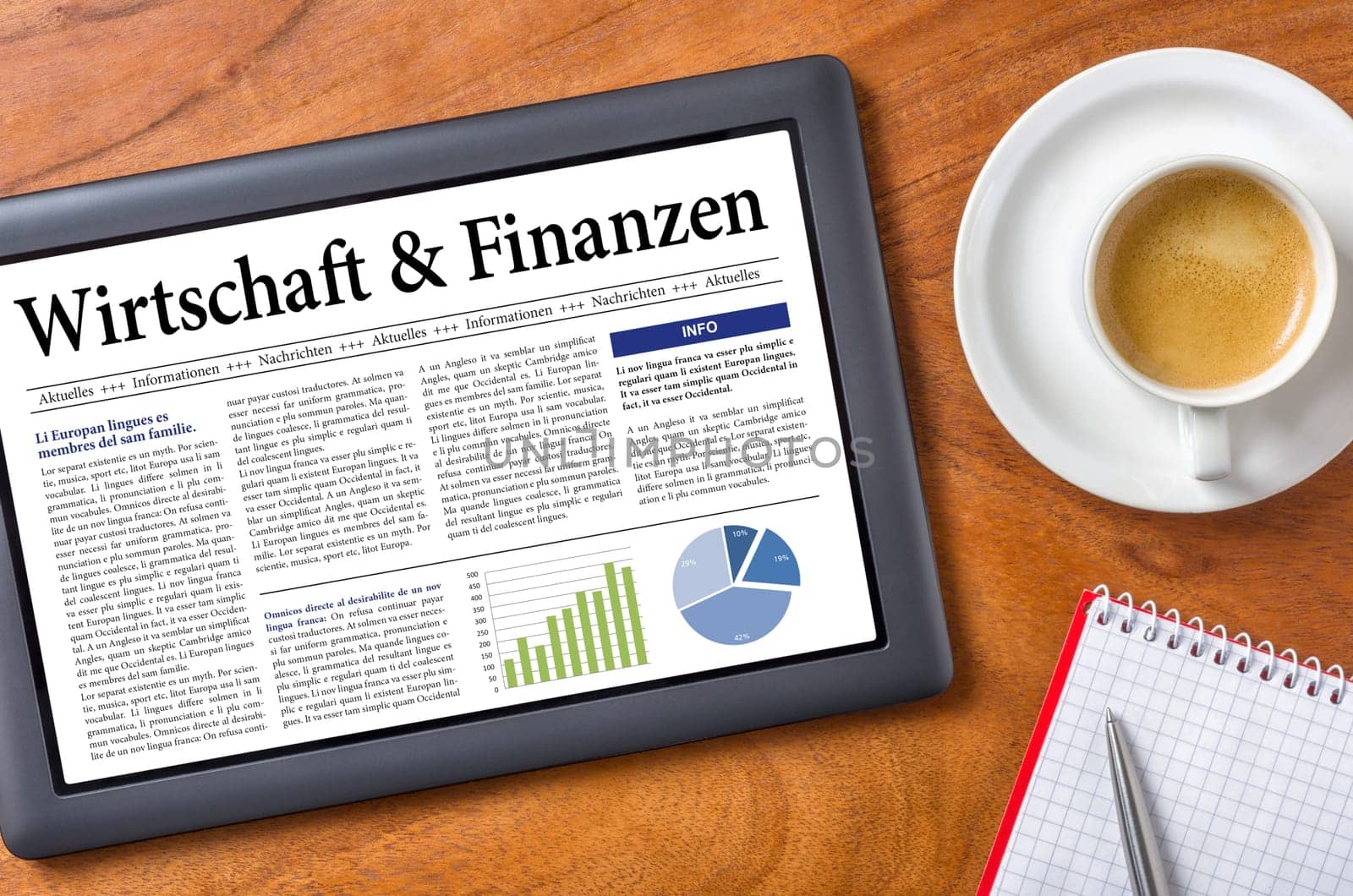 Tablet on desk - Economy and finance