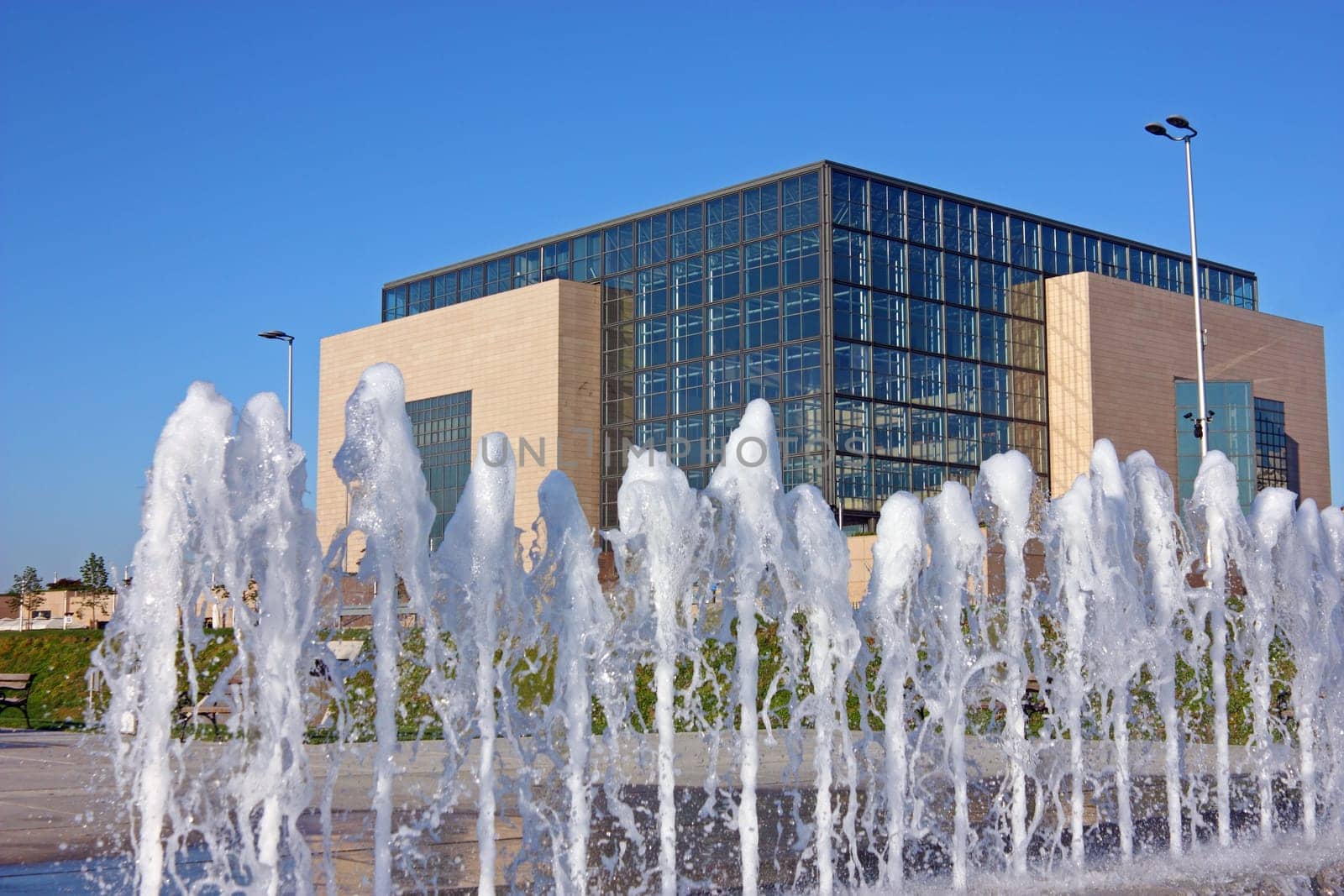 National and University Library in Zagreb behind water curtain,  is the national library of Croatia and central library of the University of Zagreb